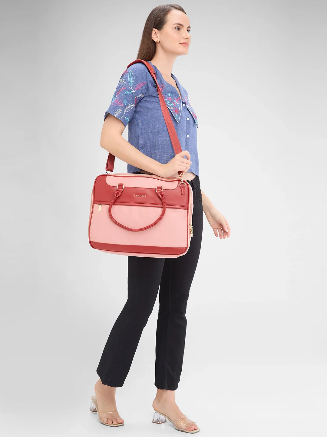Caprese Jasper Large Light Pink Laptop Bag - Image 3