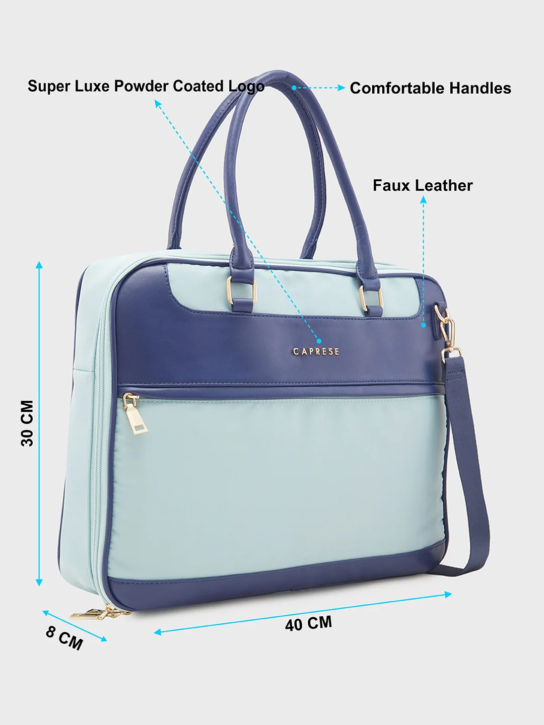Caprese Jasper Large Sea Blue Laptop Bag - Image 7
