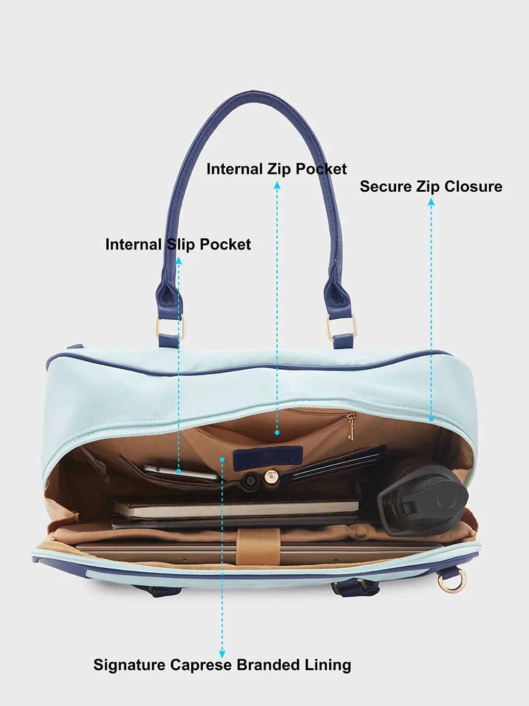 Caprese Jasper Large Sea Blue Laptop Bag - Image 8