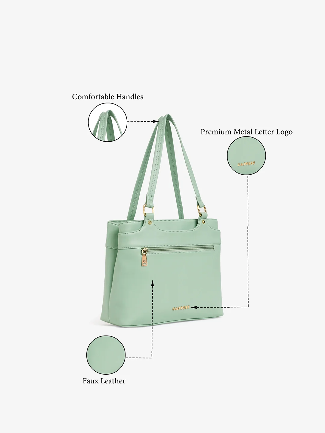 Caprese Jessica Medium Green Tote Bag - Image 9