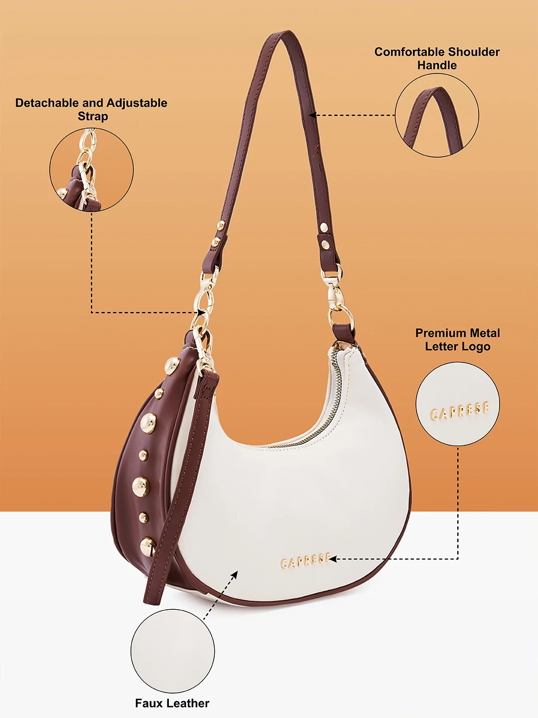 Caprese Josie Small Beige Hobo Bag - Image 5