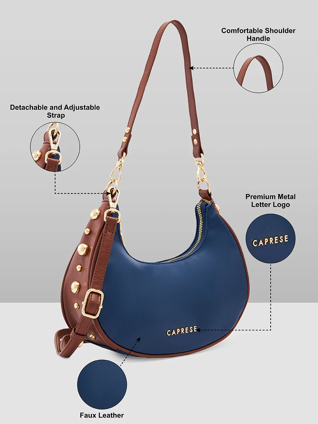 Caprese Josie Small Blue Hobo Bag - Image 4