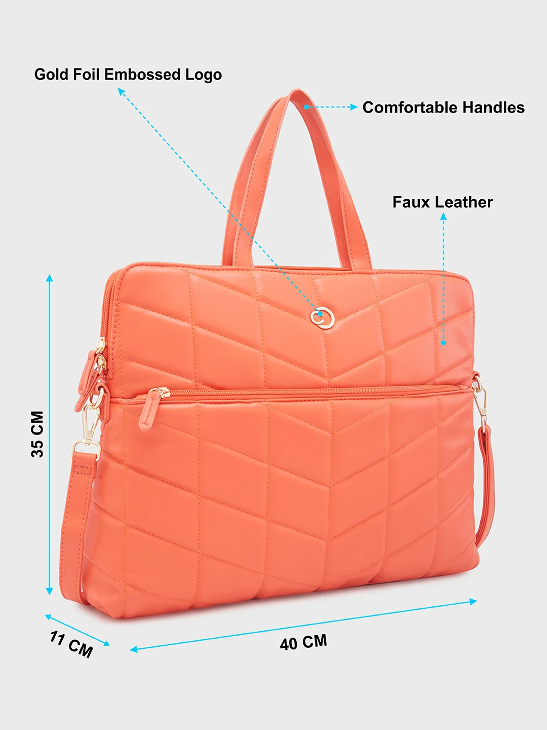 Caprese Julie Large Orange Laptop Bag - Image 7