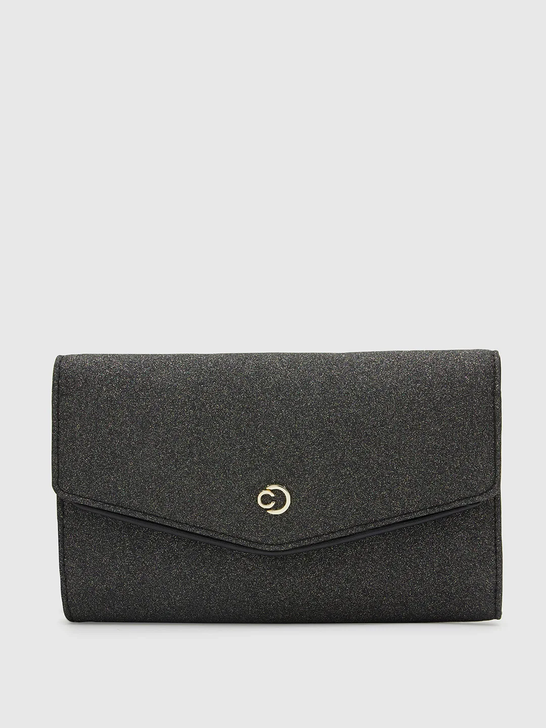 Caprese Junie Large Black Flapover Clutch