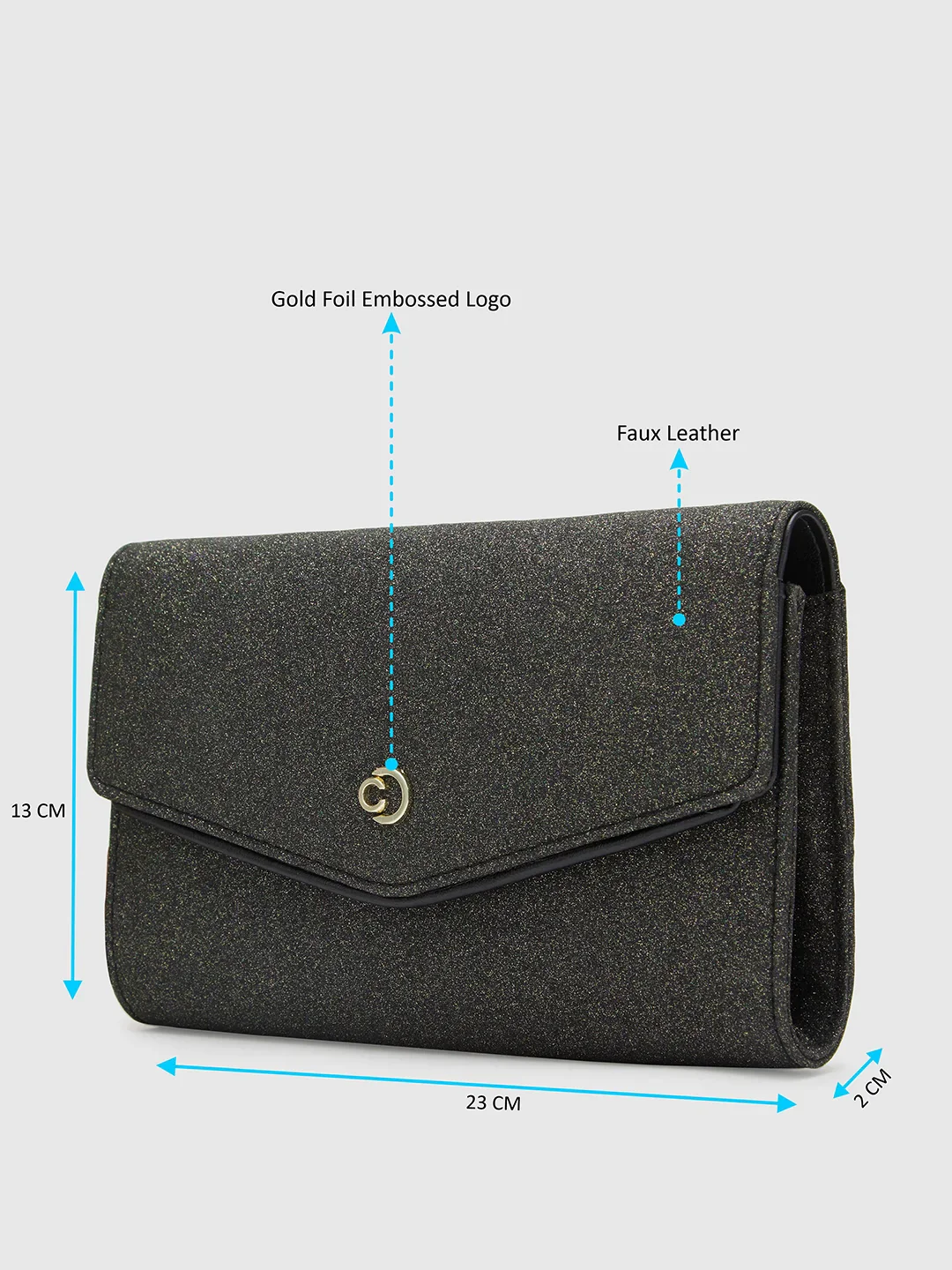 Caprese Junie Large Black Flapover Clutch - Image 3