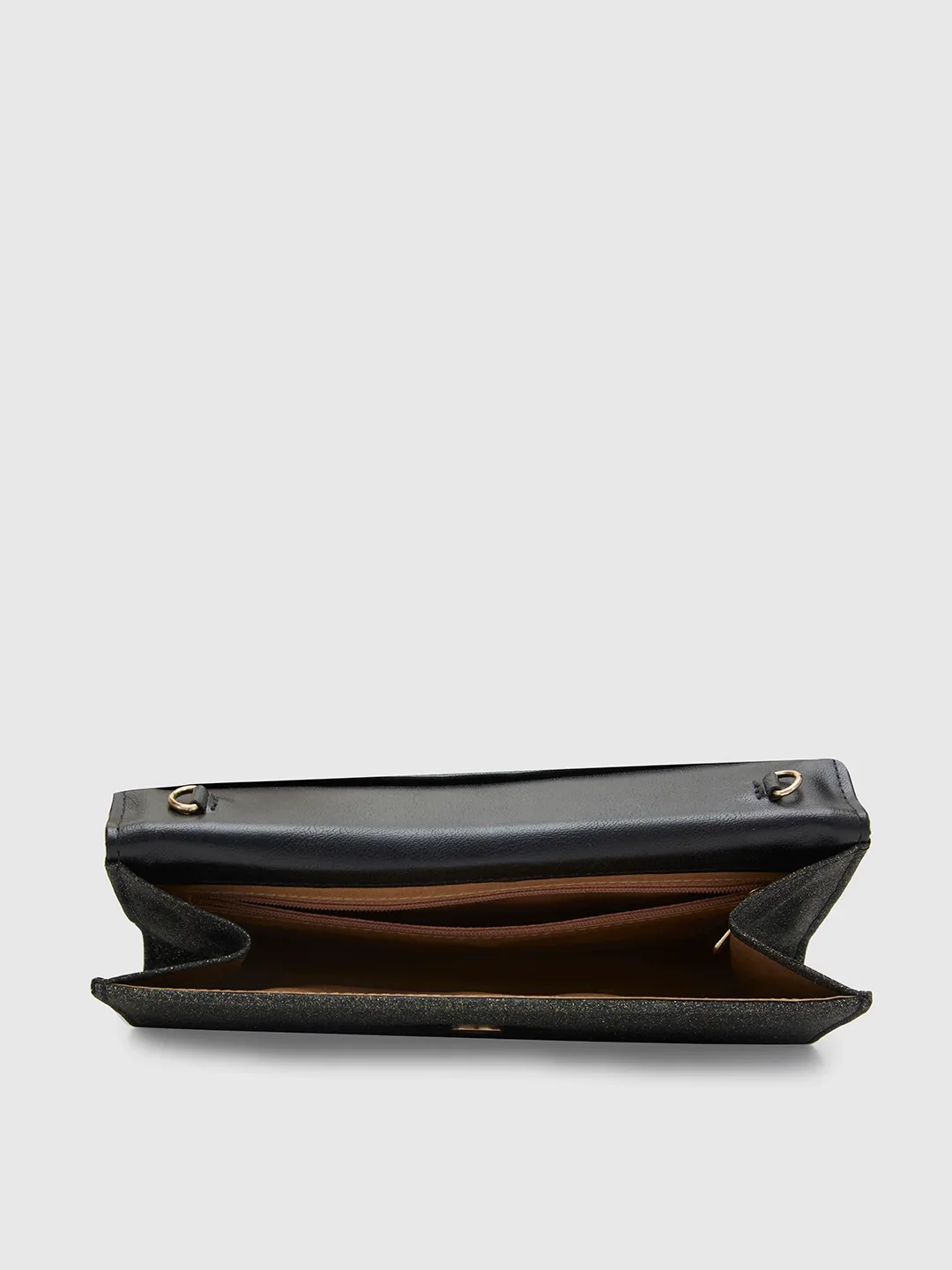 Caprese Junie Large Black Flapover Clutch - Image 5
