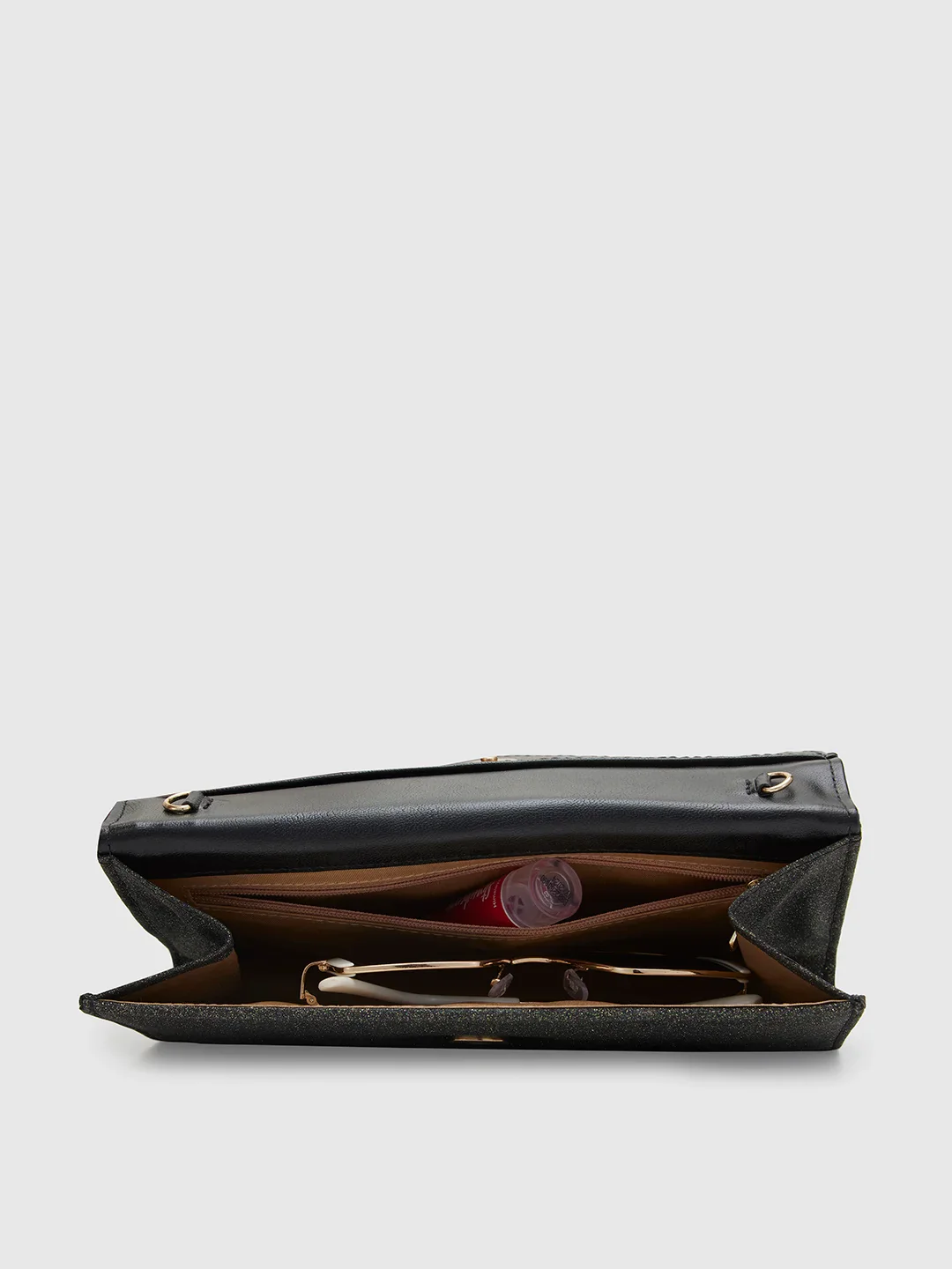 Caprese Junie Large Black Flapover Clutch - Image 7