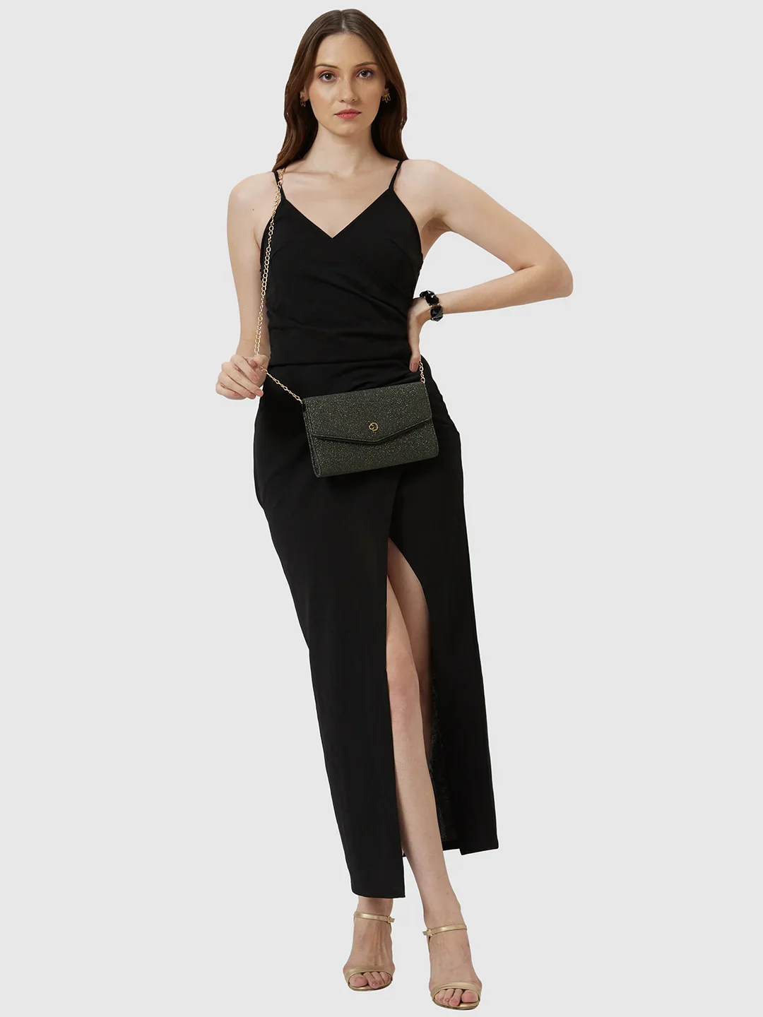 Caprese Junie Large Black Flapover Clutch - Image 8