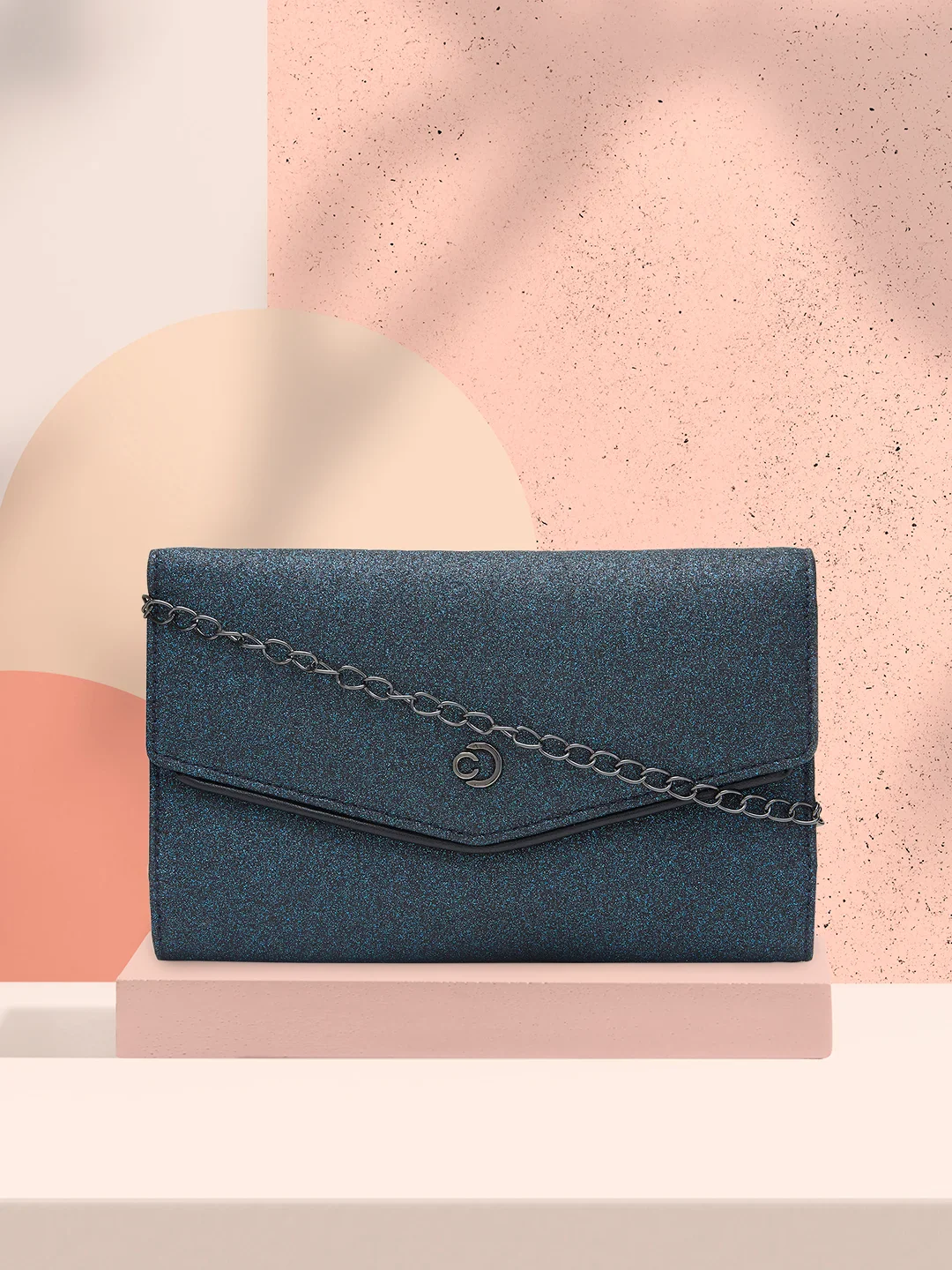 Caprese Junie Large Navy Flapover Clutch - Image 13
