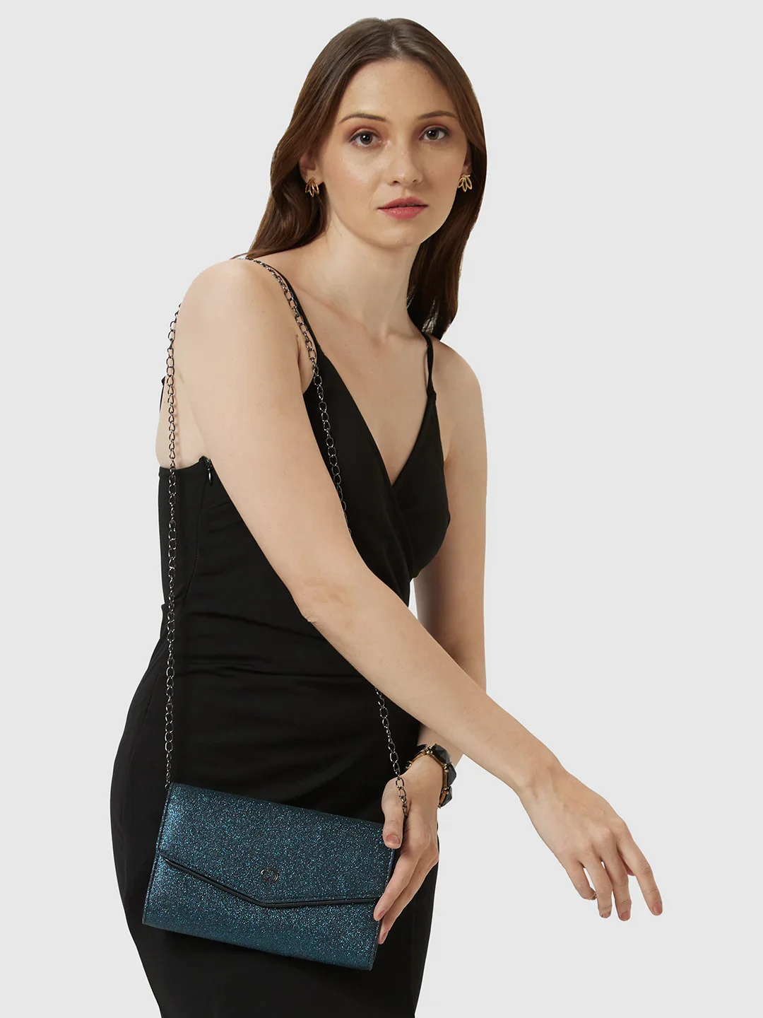 Caprese Junie Large Navy Flapover Clutch - Image 3