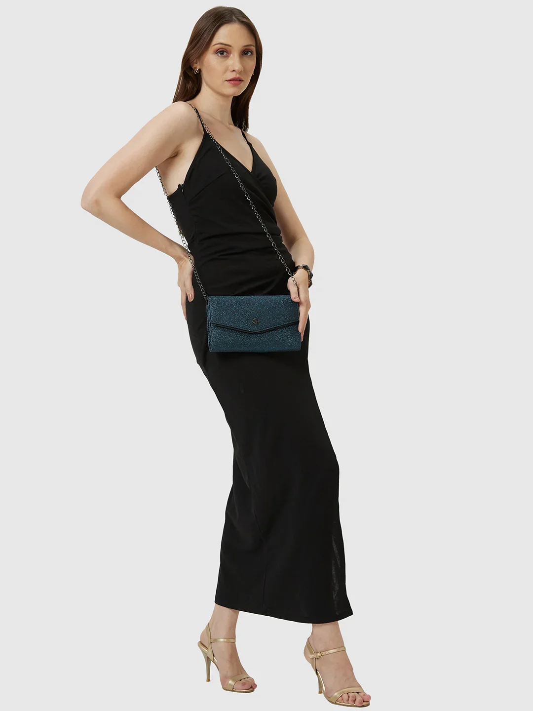 Caprese Junie Large Navy Flapover Clutch - Image 4