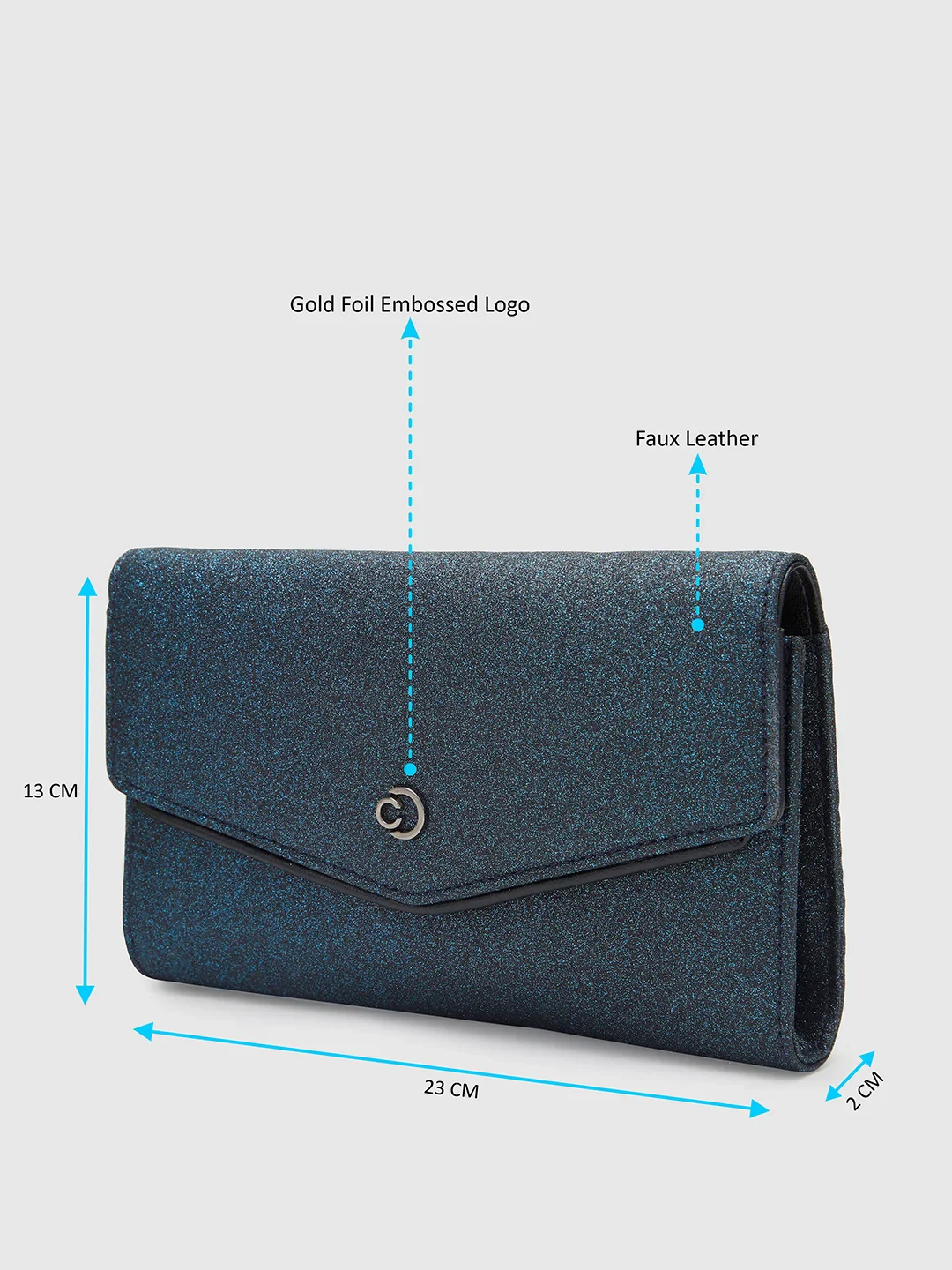 Caprese Junie Large Navy Flapover Clutch - Image 6