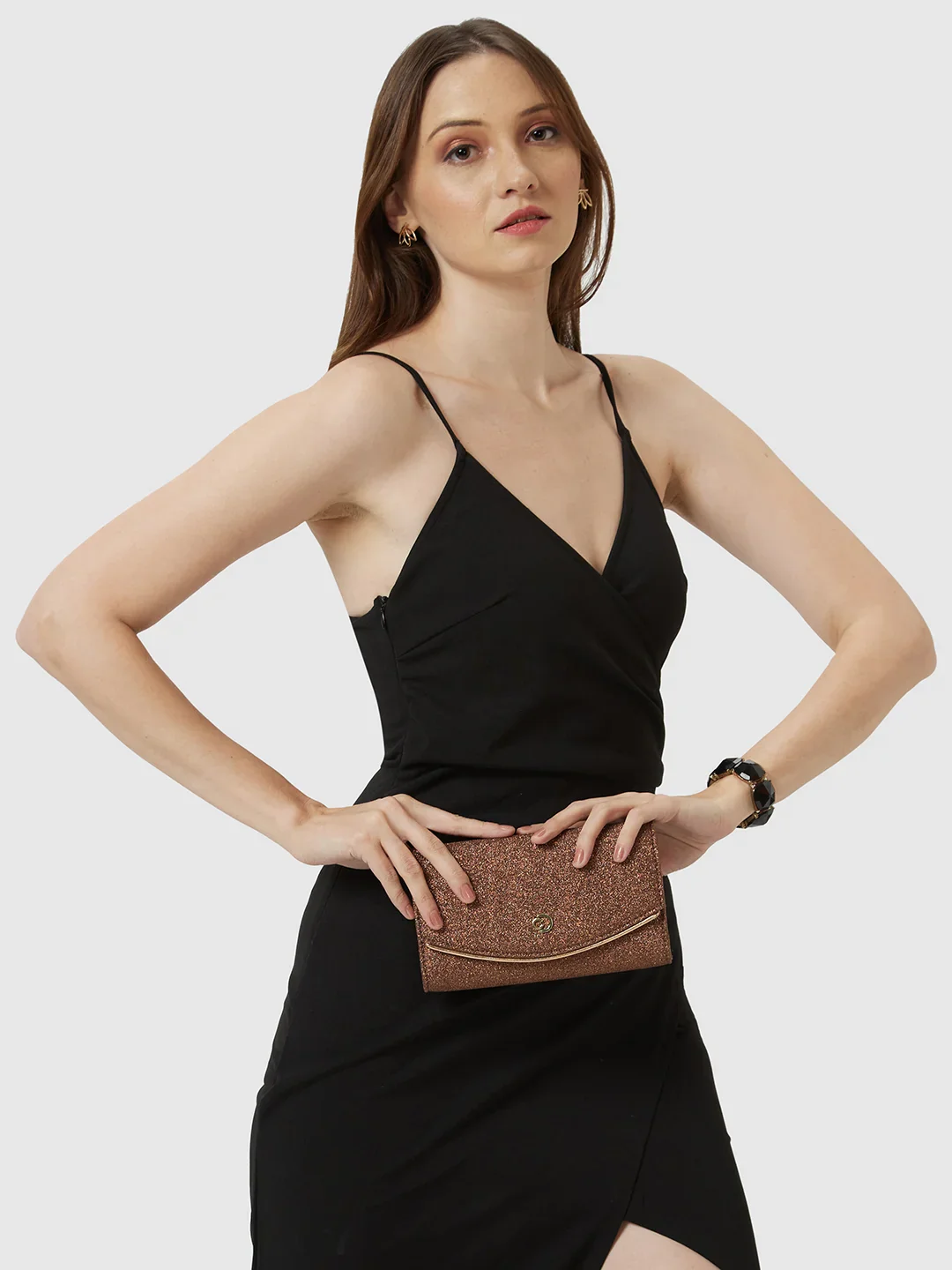 Caprese Junie Medium Copper Flapover Clutch - Image 11