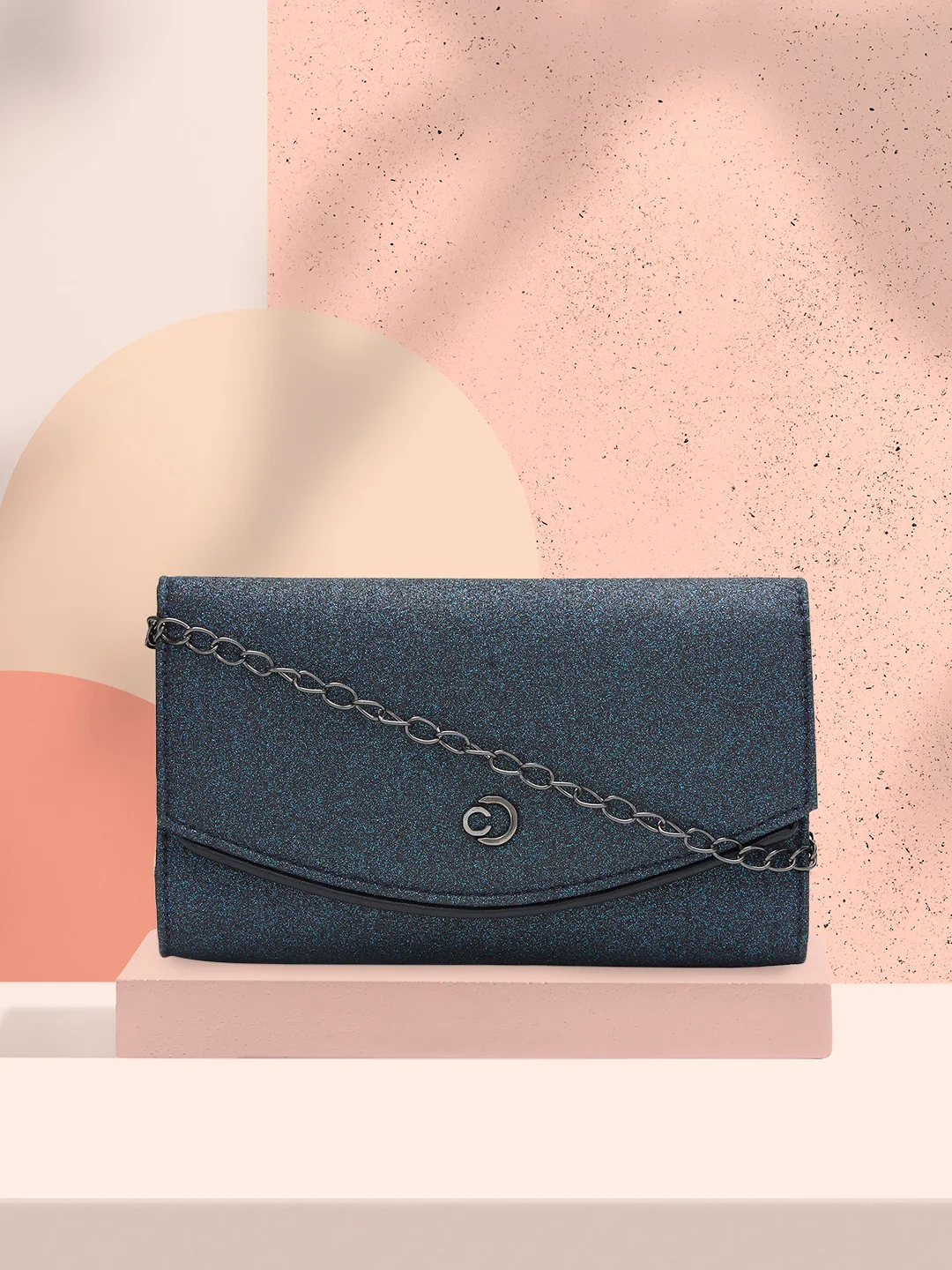 Caprese Junie Medium Navy Flapover Clutch - Image 13
