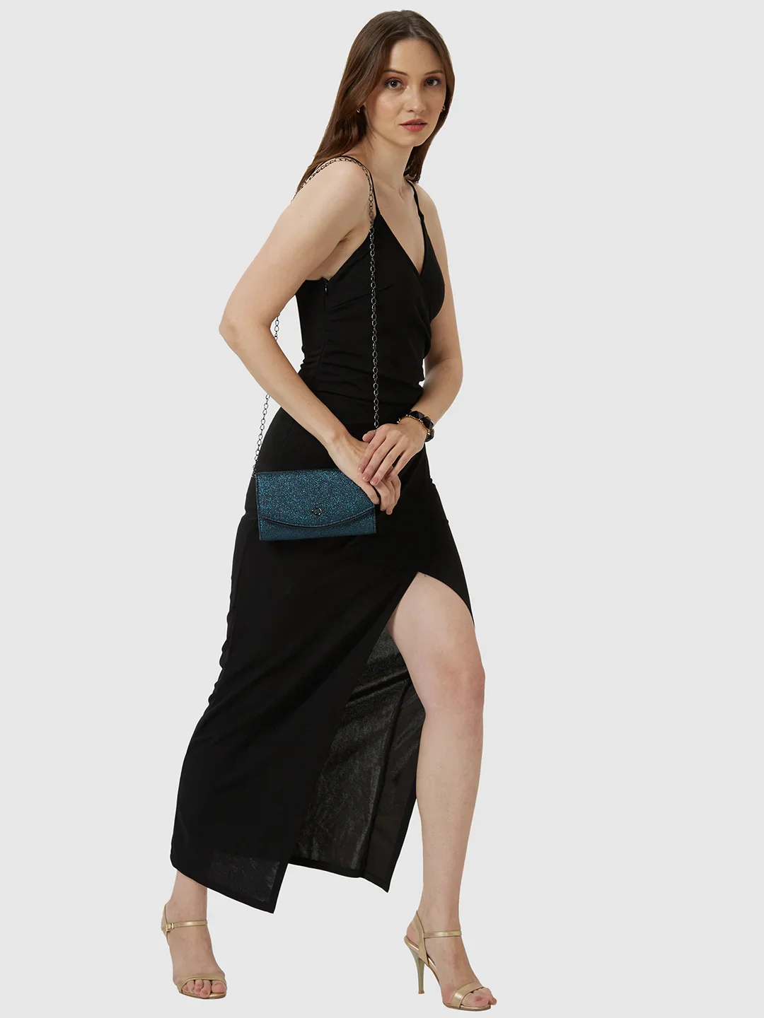 Caprese Junie Medium Navy Flapover Clutch - Image 8