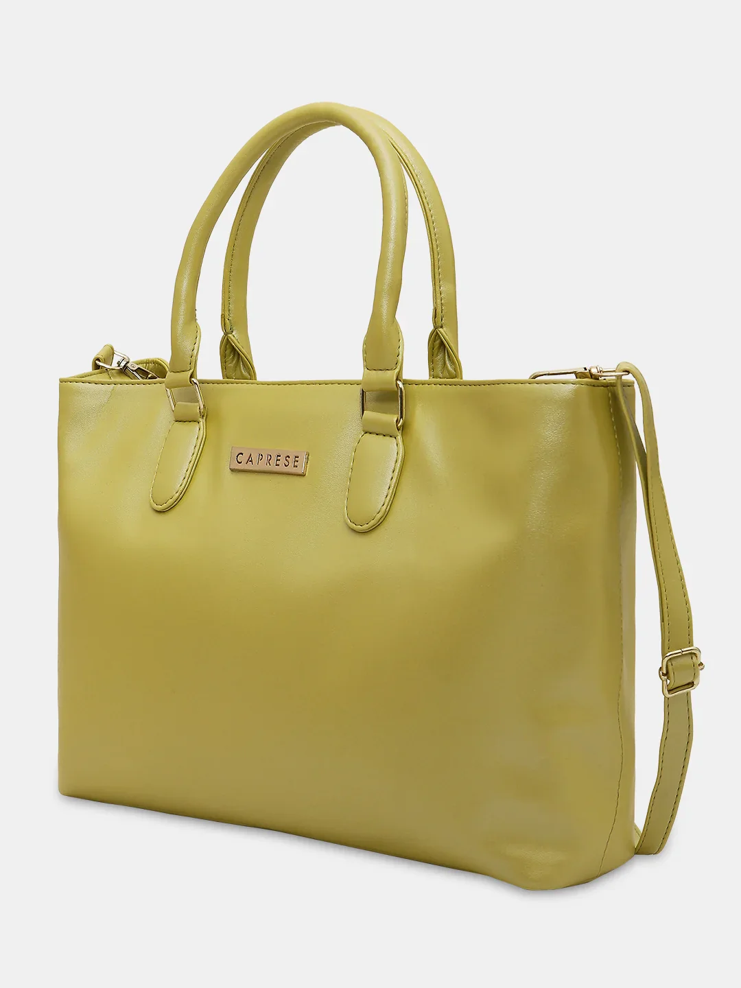 Caprese Juno Metallic Medium Lime Satchel Bag - Image 5