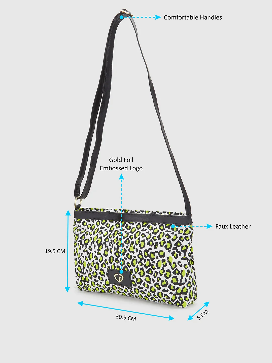 Caprese Karel Large Lime Green Sling Bag - Image 5