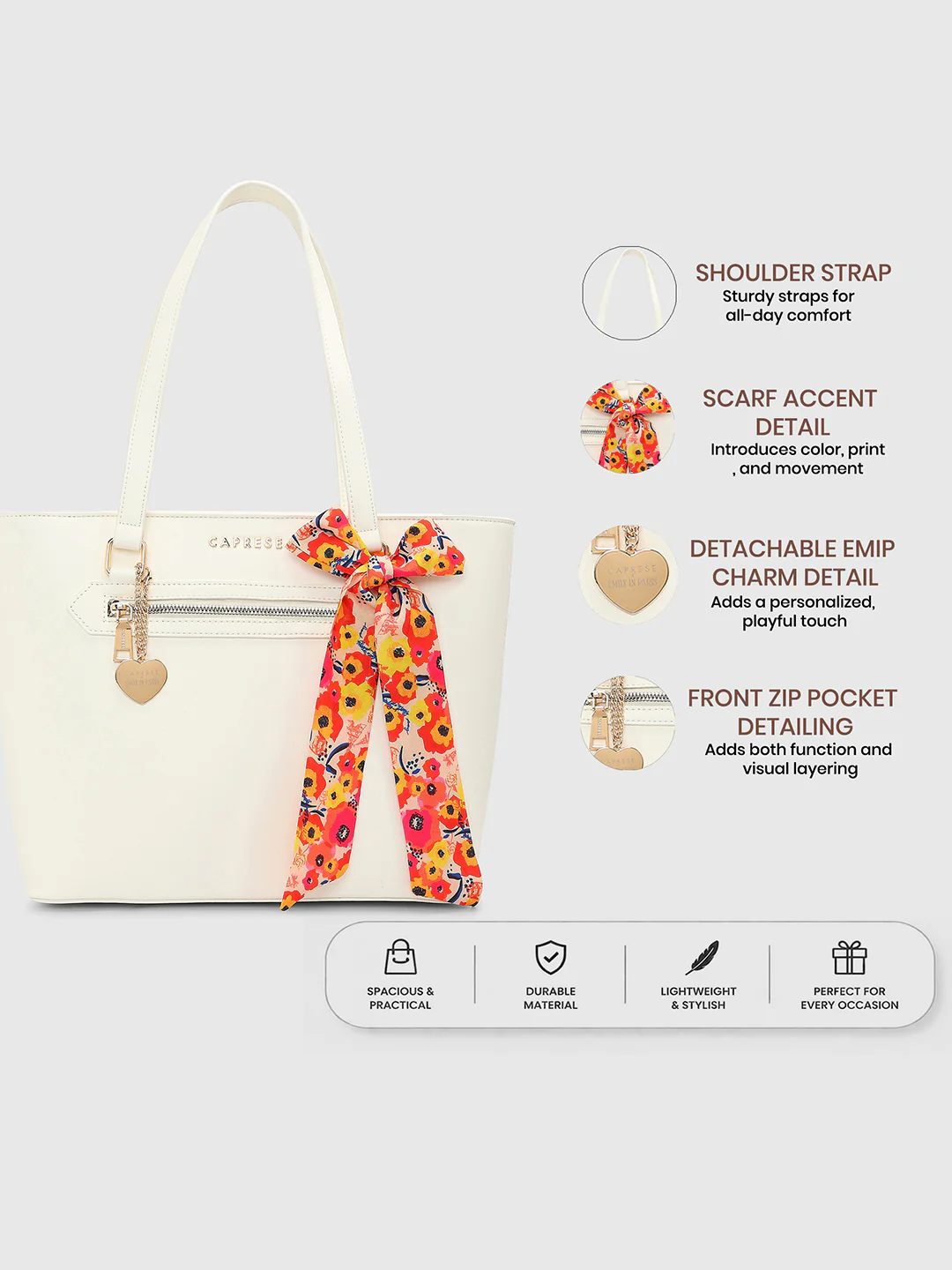 Caprese Kat Large White Tote Bag - Image 3