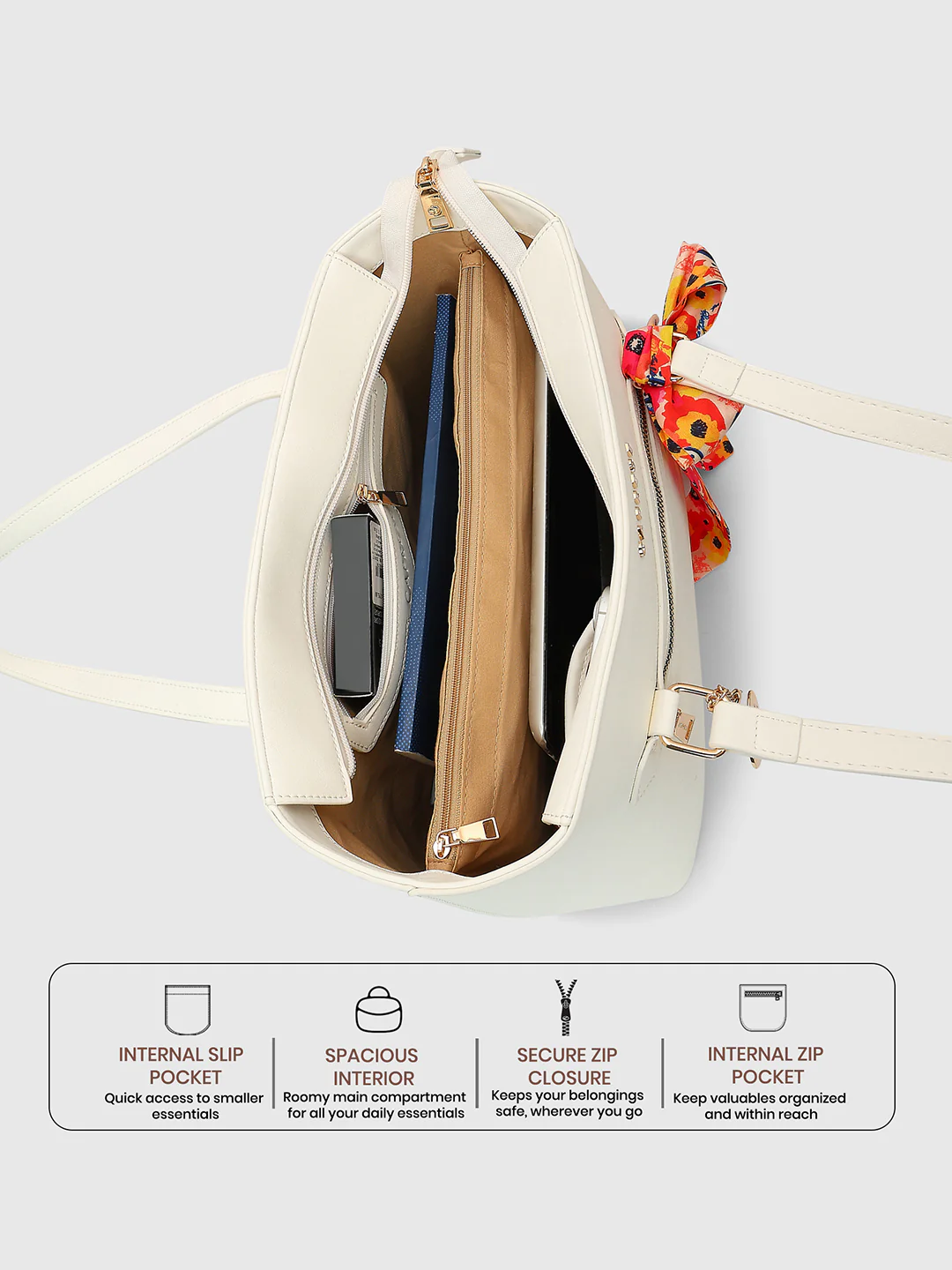 Caprese Kat Large White Tote Bag - Image 4