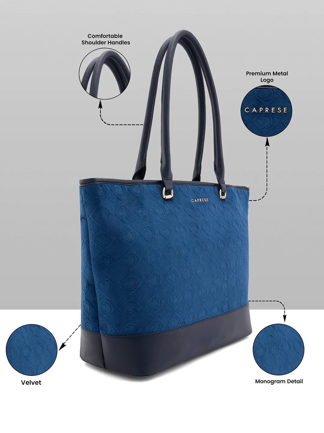 Caprese Katherine Large Midnight Blue Laptop Tote Bag - Image 16