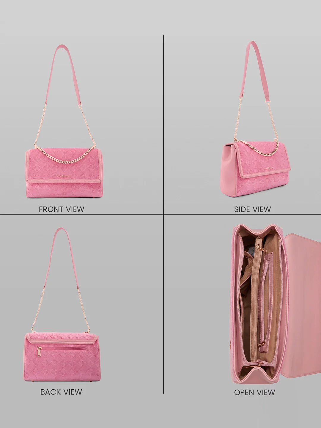 Caprese Katherine Large Pink Sorbet Sling Bag - Image 4