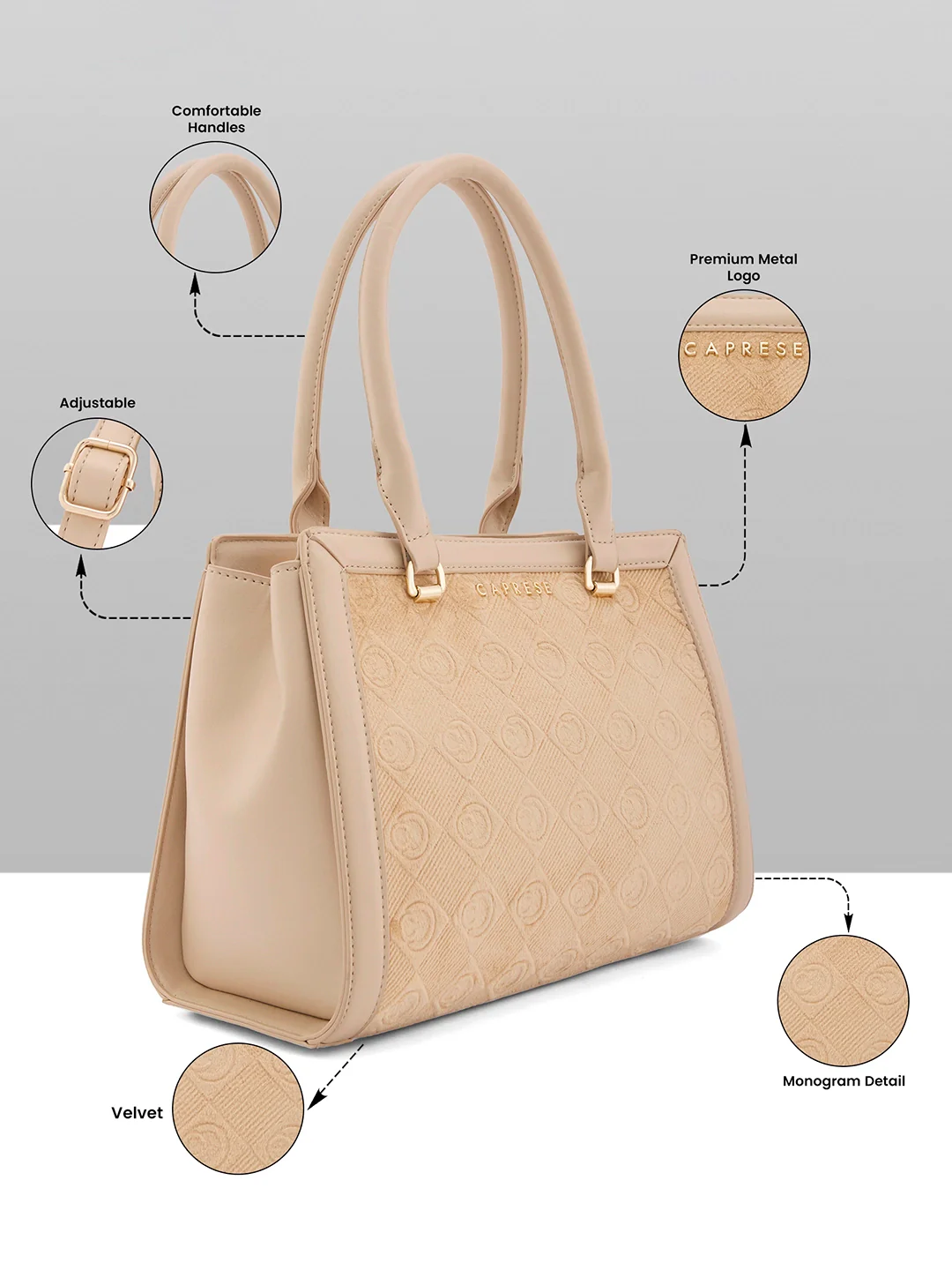 Caprese Katherine Medium Alpine Oat Satchel Bag - Image 17