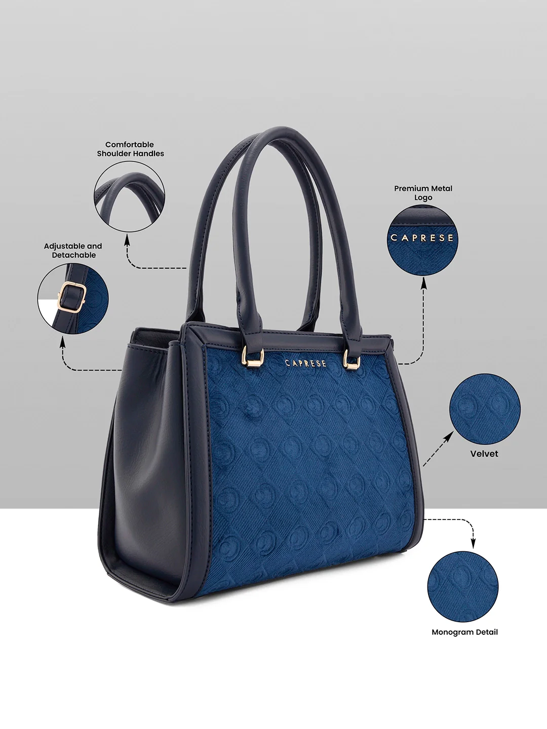 Caprese Katherine Medium Midnight Blue Satchel Bag - Image 15
