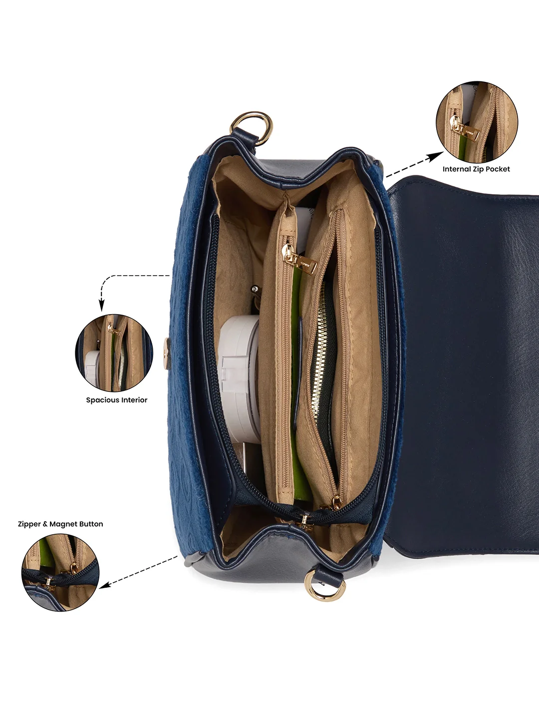 Caprese Katherine Medium Midnight Blue Sling Bag - Image 5