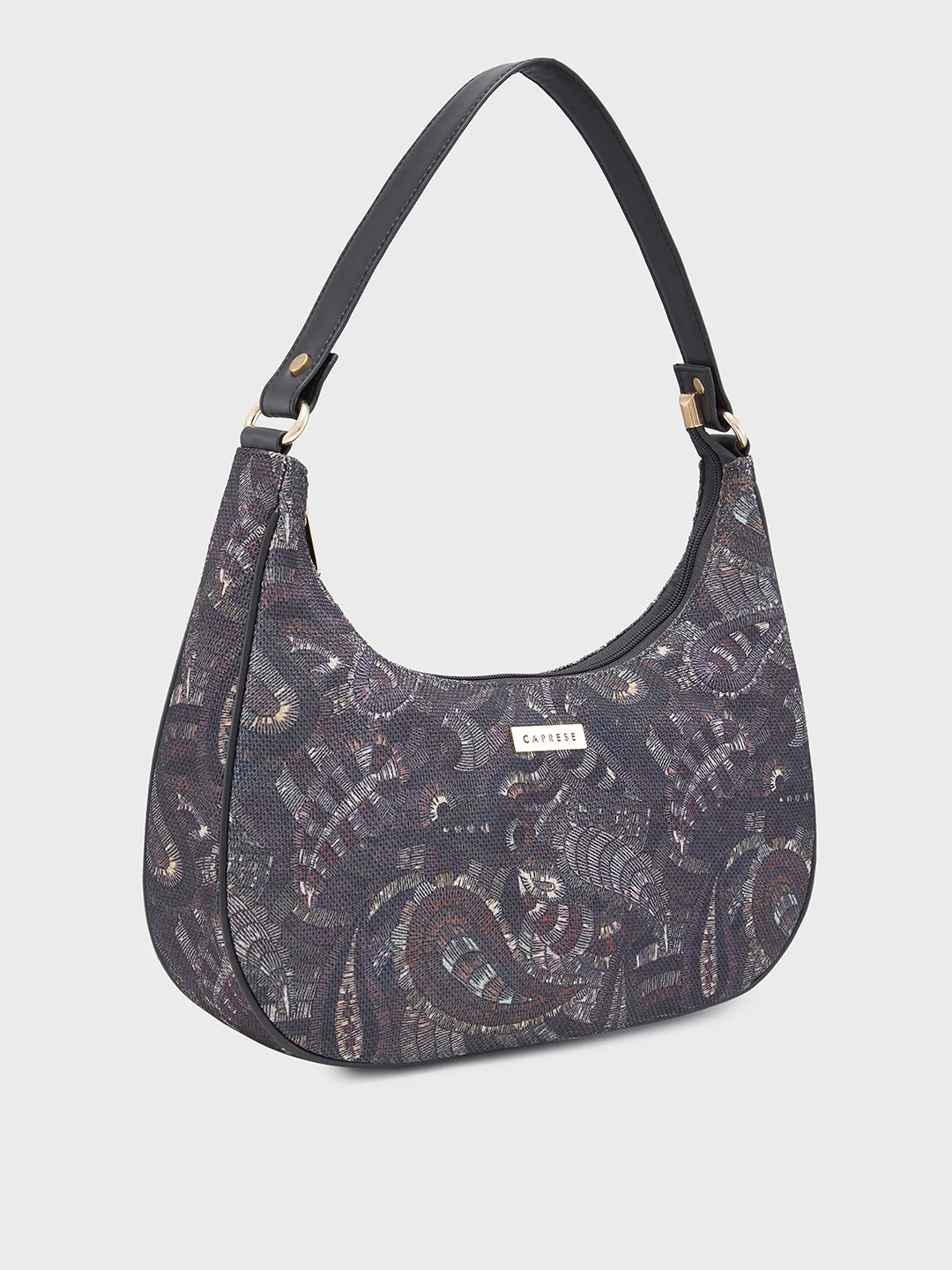 Caprese Kaya Medium Printed Black Hobo Bag - Image 3