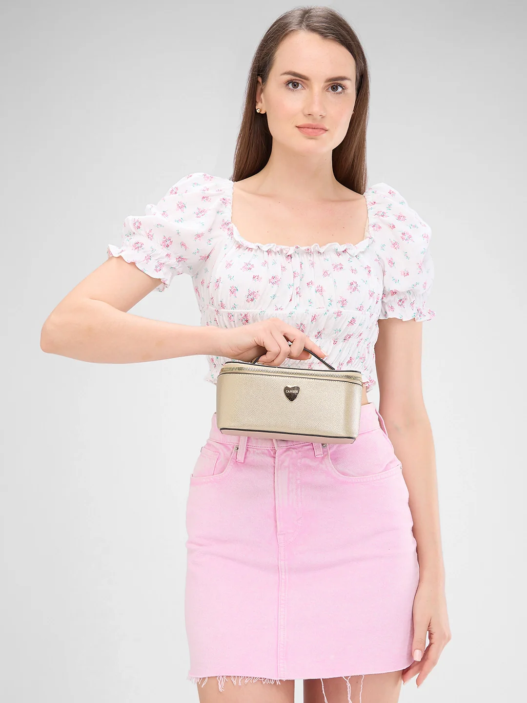 Caprese Keats Medium Gold Handheld Vanity Bag - Image 12