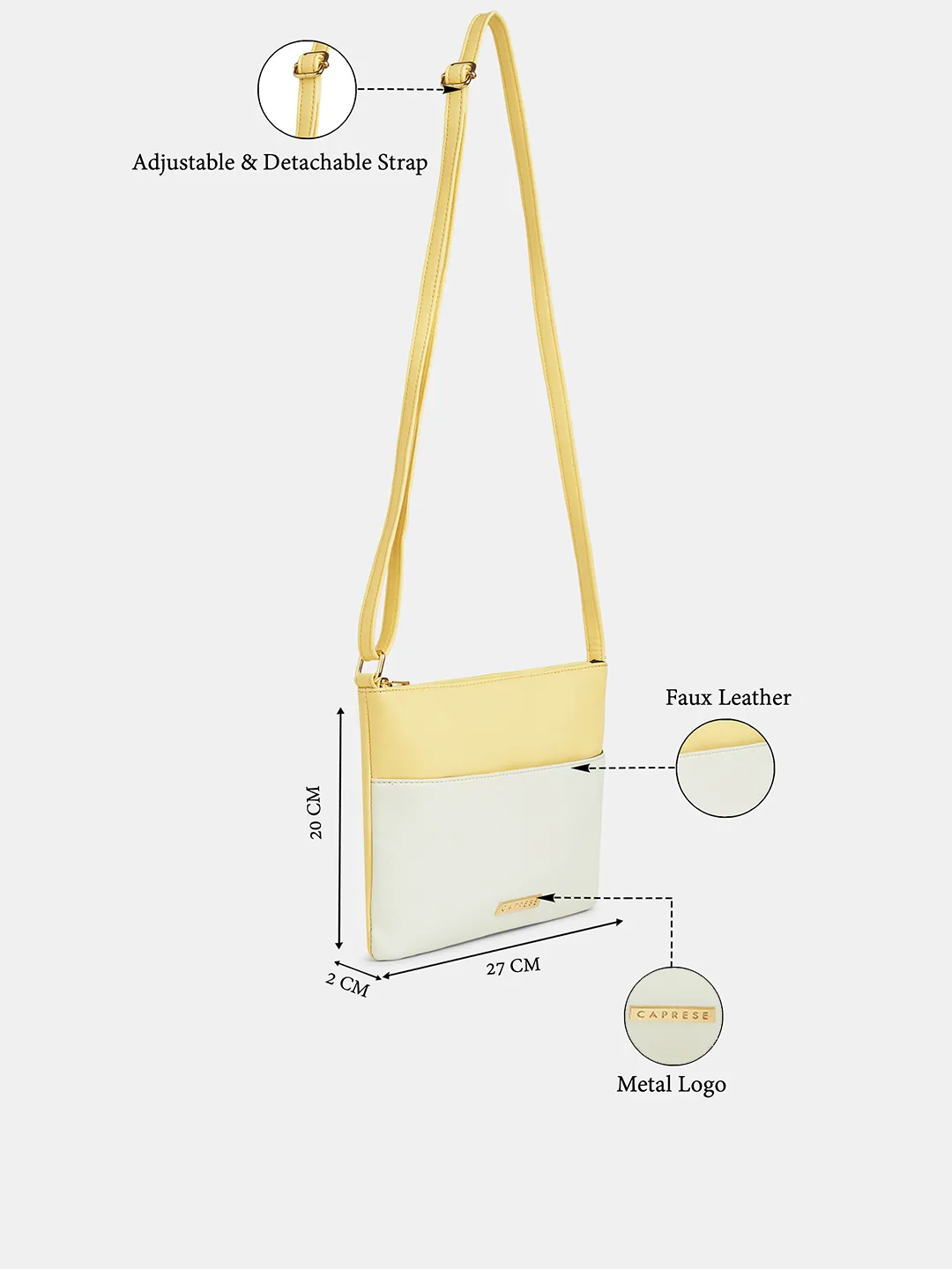Caprese Kiwi Medium Butter Yellow Sling Bag - Image 3