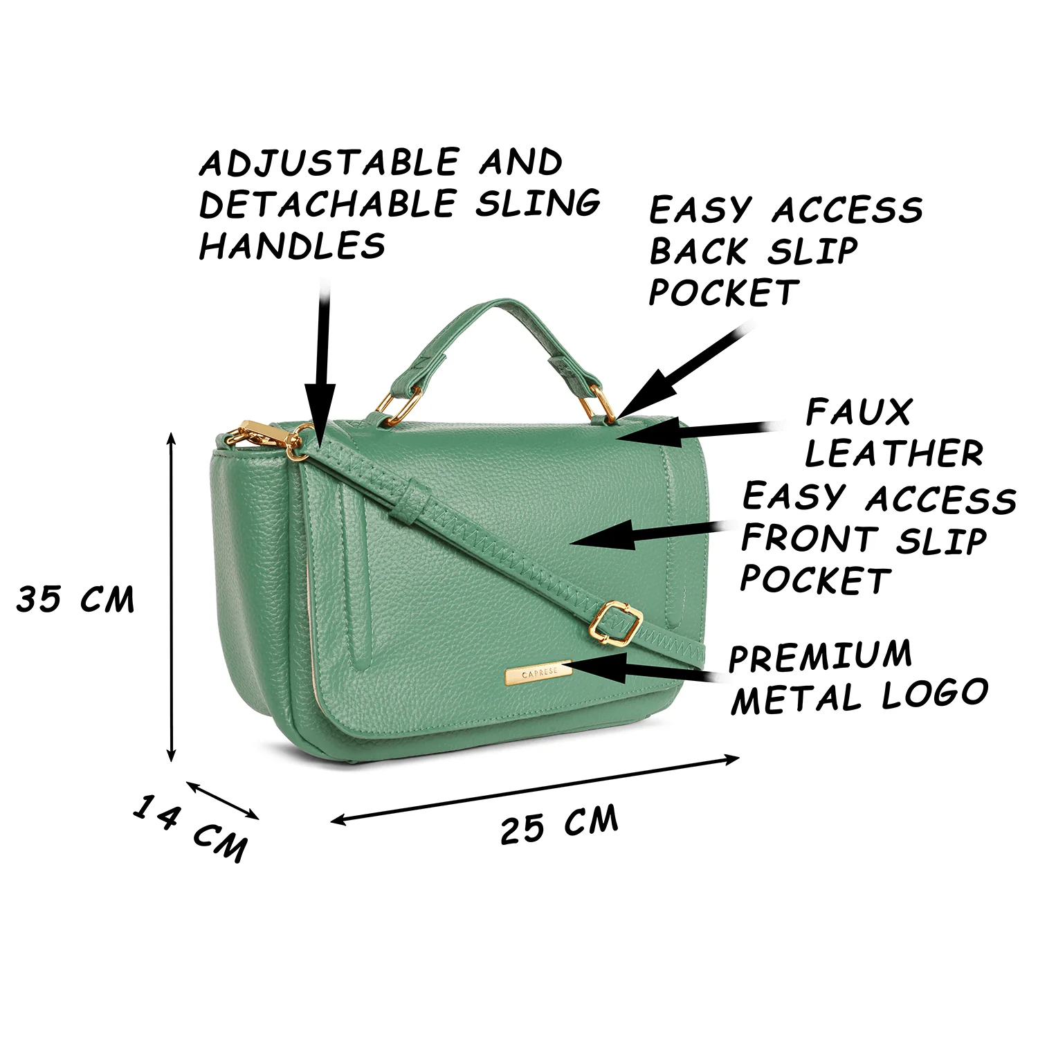 Caprese Kristin Large Green Satchel Bag - Image 3