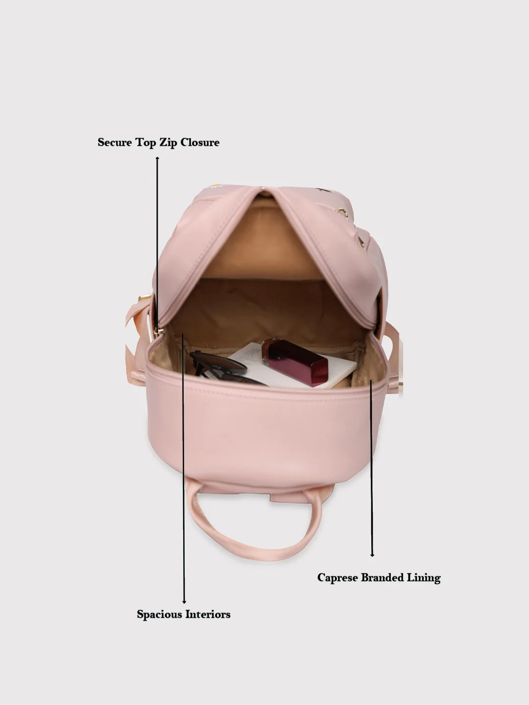 Caprese Kyle Small Soft Pink Backpack - Image 7