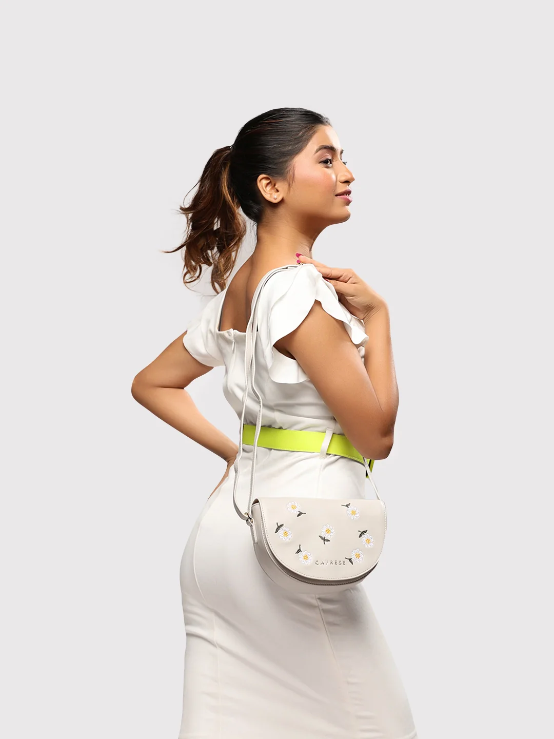 Caprese Kyle Medium Light Grey Sling Bag - Image 13
