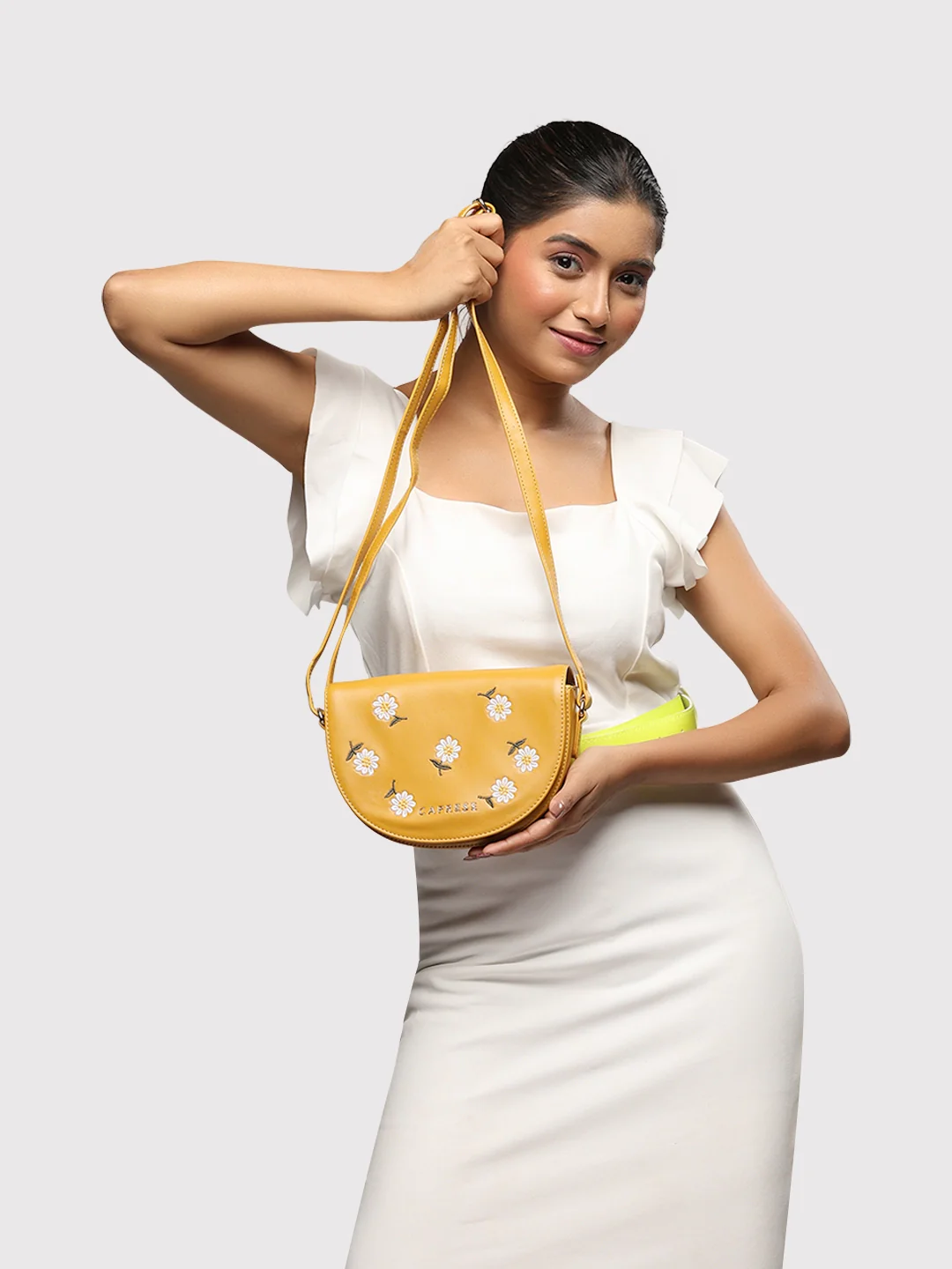Caprese Kyle Medium Ochre Sling Bag - Image 2