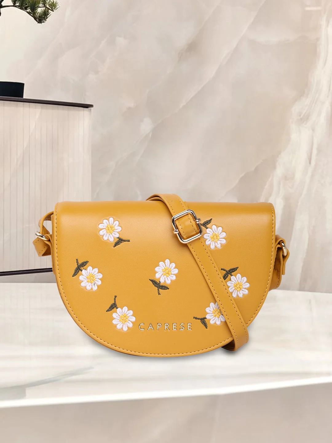 Caprese Kyle Medium Ochre Sling Bag - Image 5