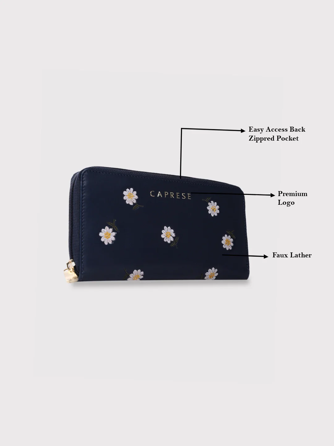 Caprese Kyle Large Navy Zip Around Wallet - Image 2