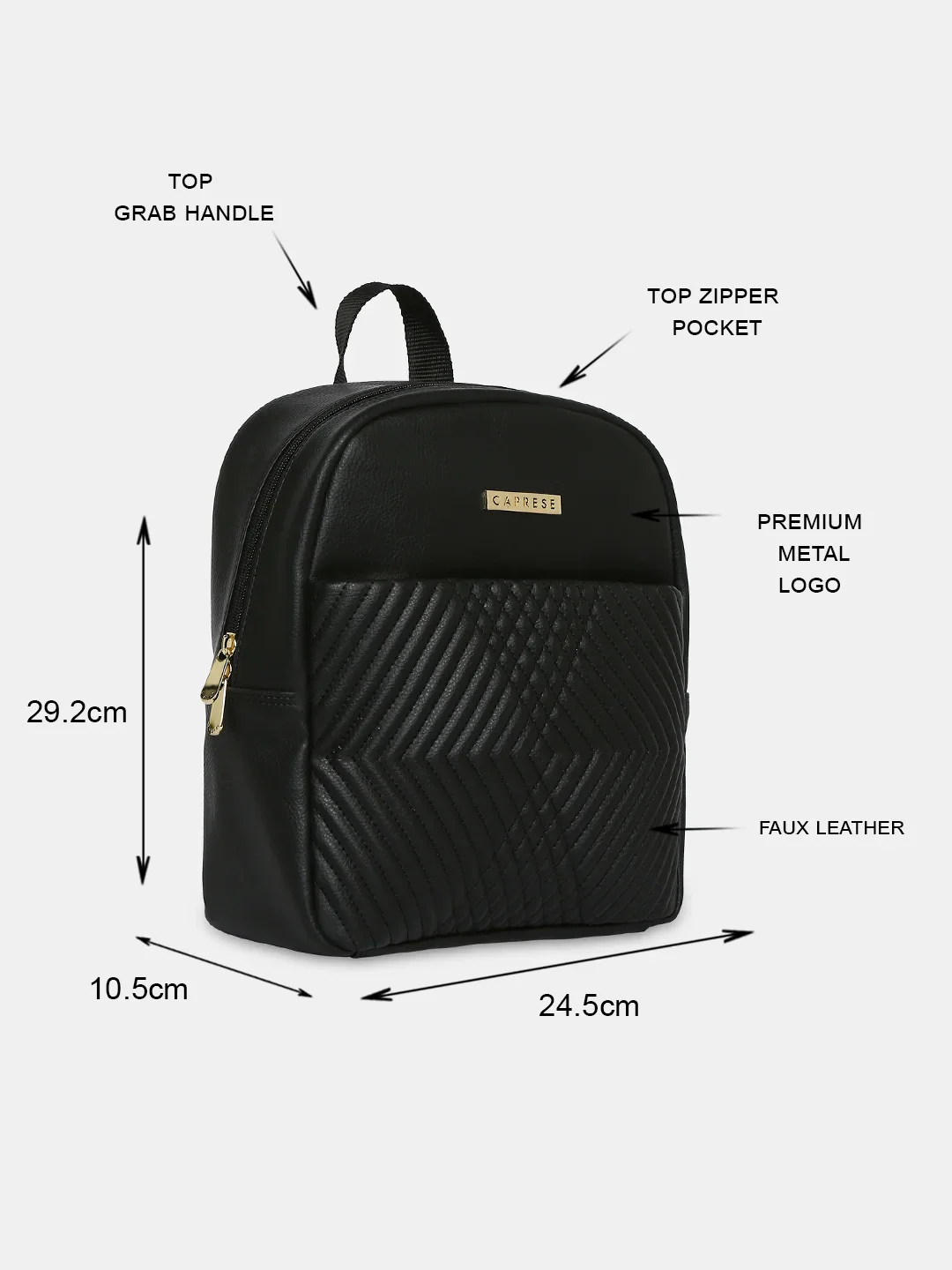 Caprese Leo Medium Black Backpack - Image 2