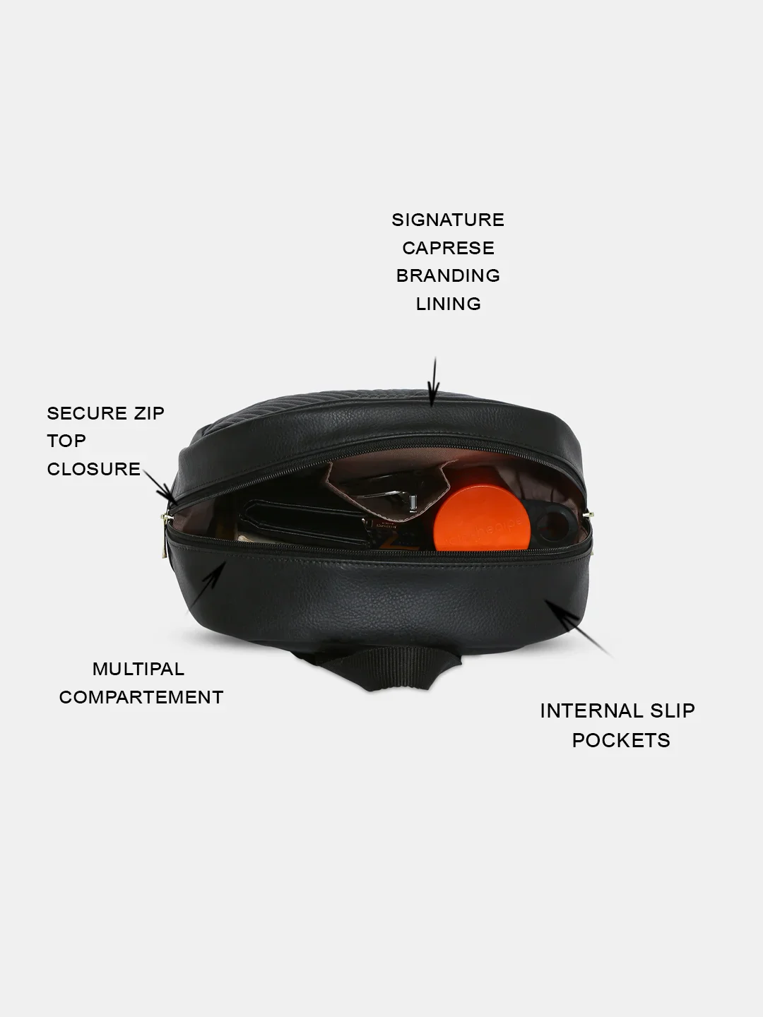 Caprese Leo Medium Black Backpack - Image 3