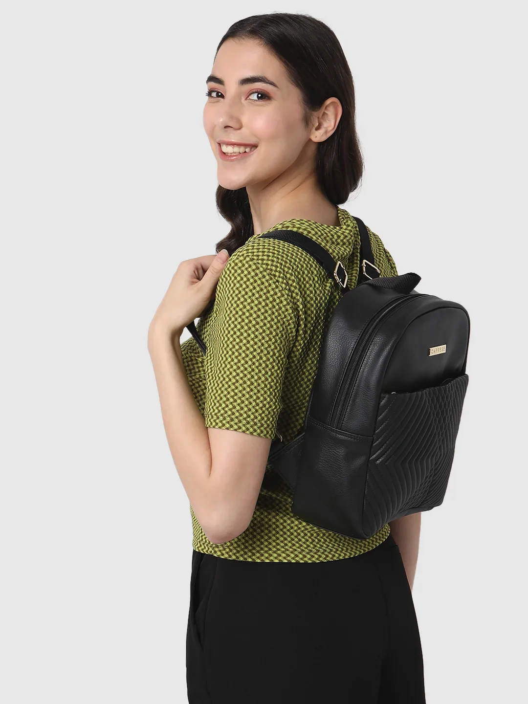 Caprese Leo Medium Black Backpack - Image 9