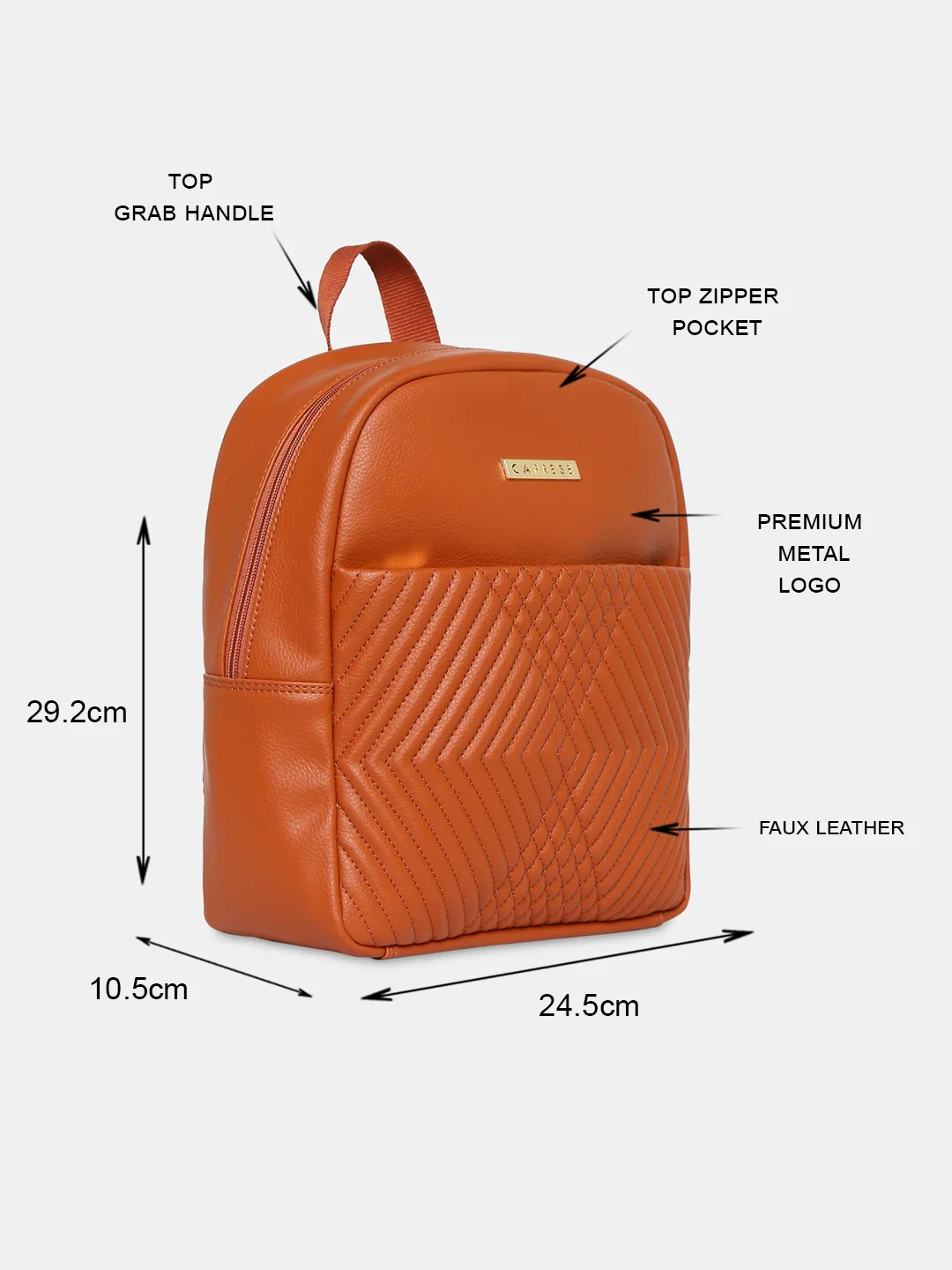 Caprese Leo Medium Tan Backpack - Image 8