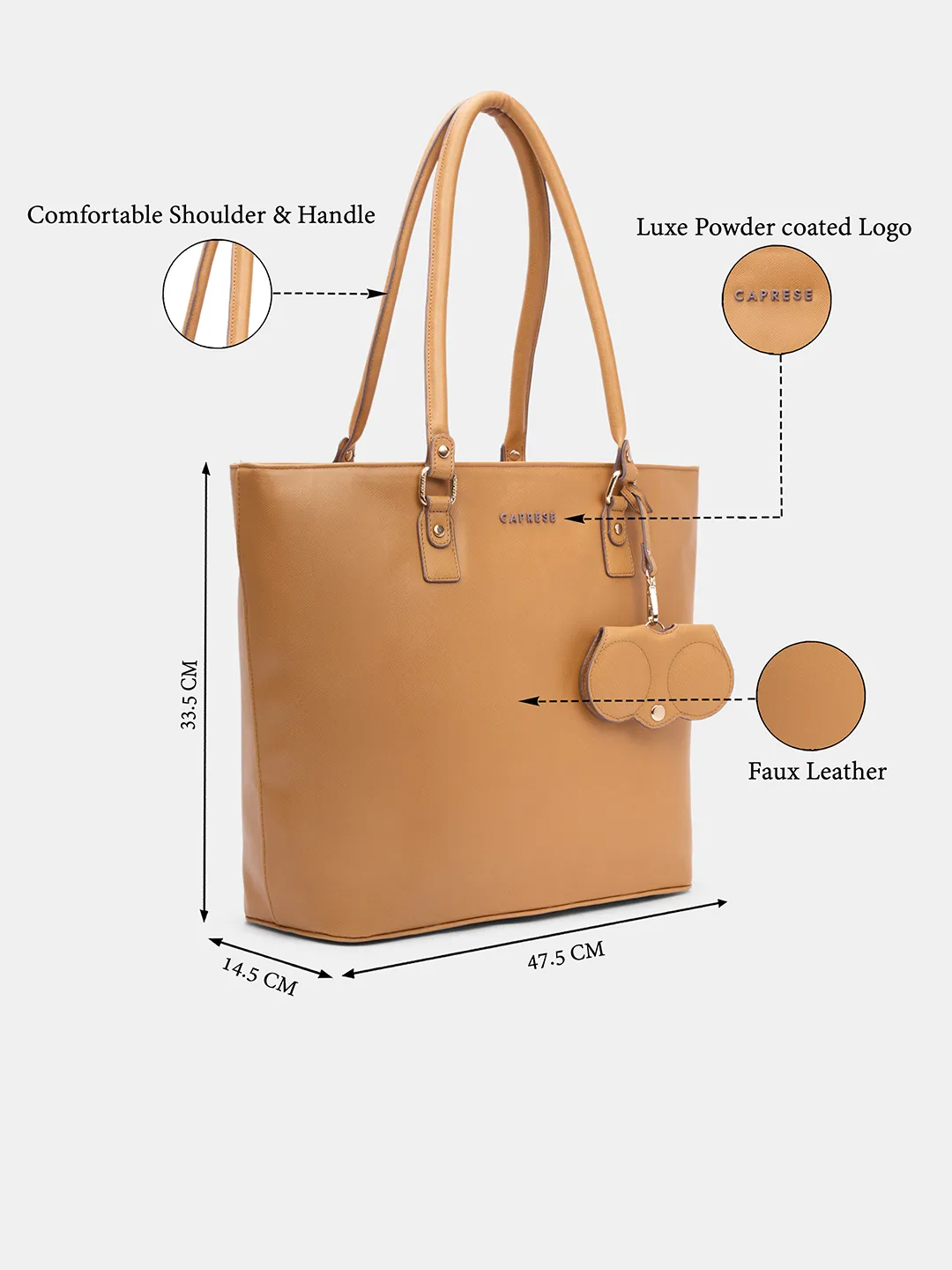Caprese Lexi Large Mustard Laptop Tote Bag - Image 8