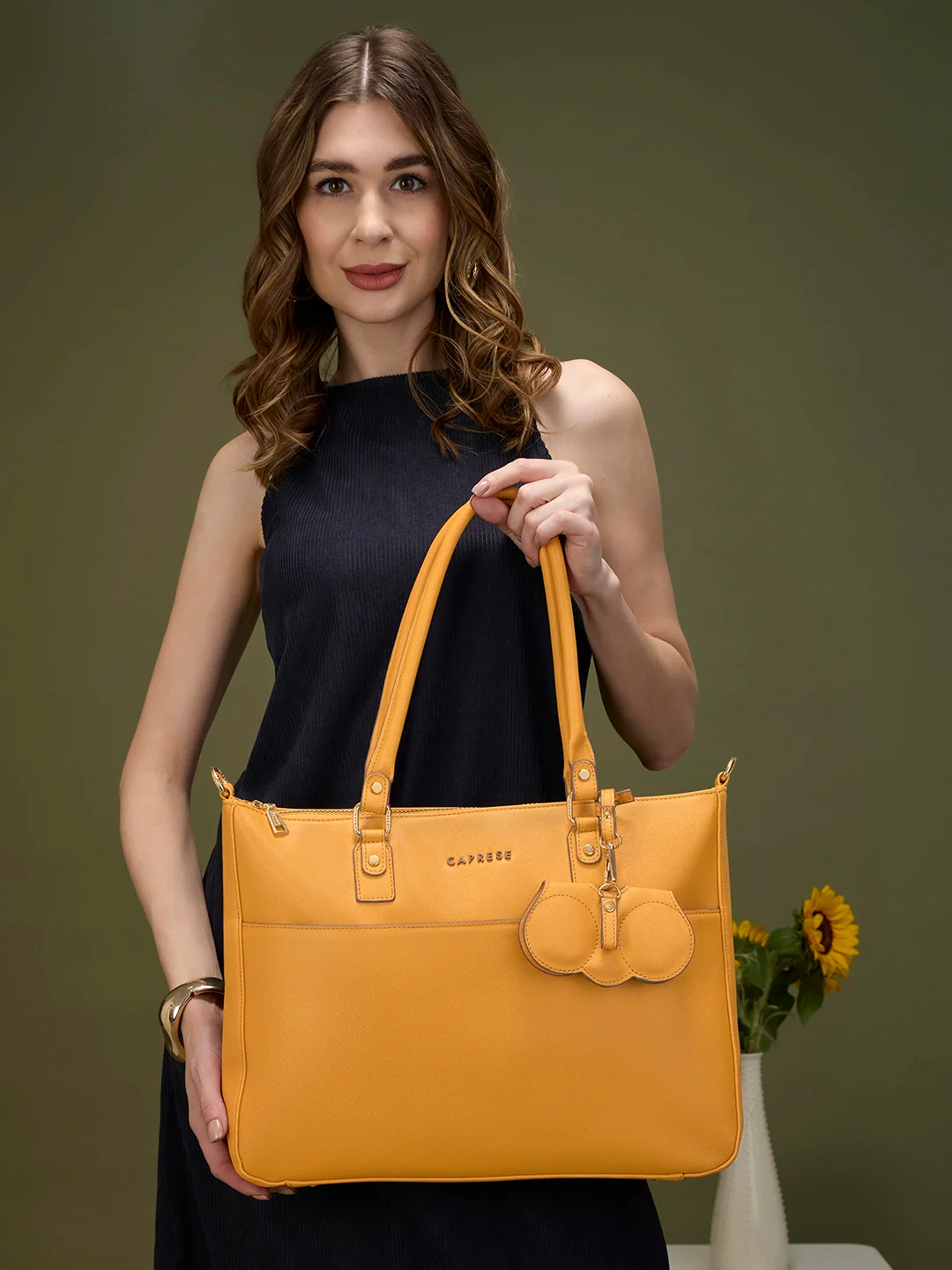 Caprese Lexi Large Musterd Laptop Bag - Image 2