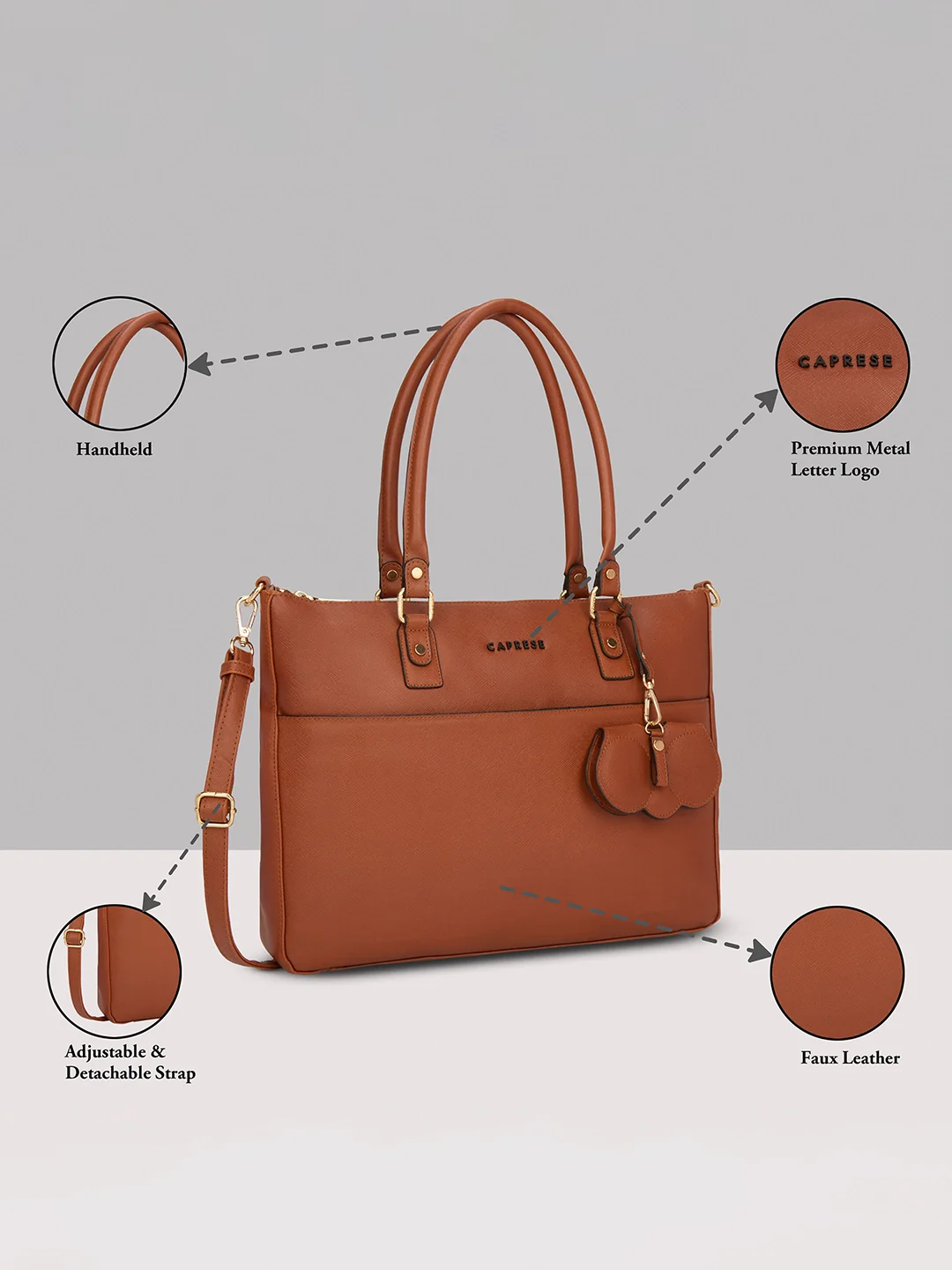 Caprese Lexi Large Tan Laptop Bag - Image 17