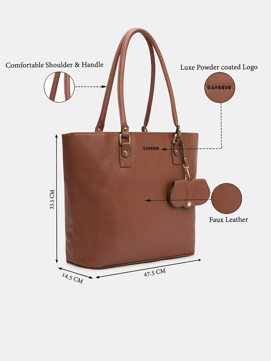 Caprese Lexi Large Tan Laptop Tote Bag - Image 8