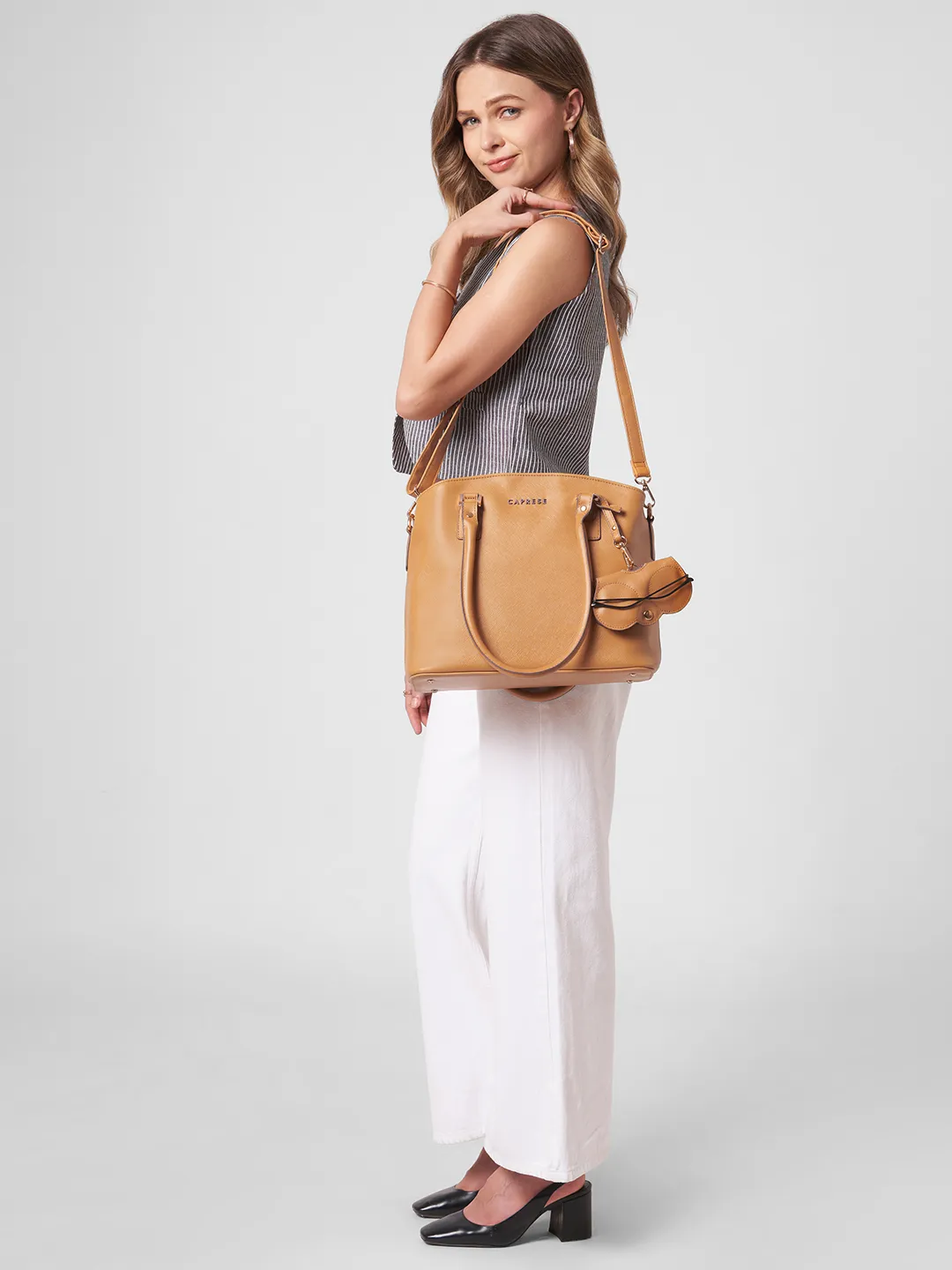 Caprese Lexi Medium Mustard Satchel Bag - Image 10