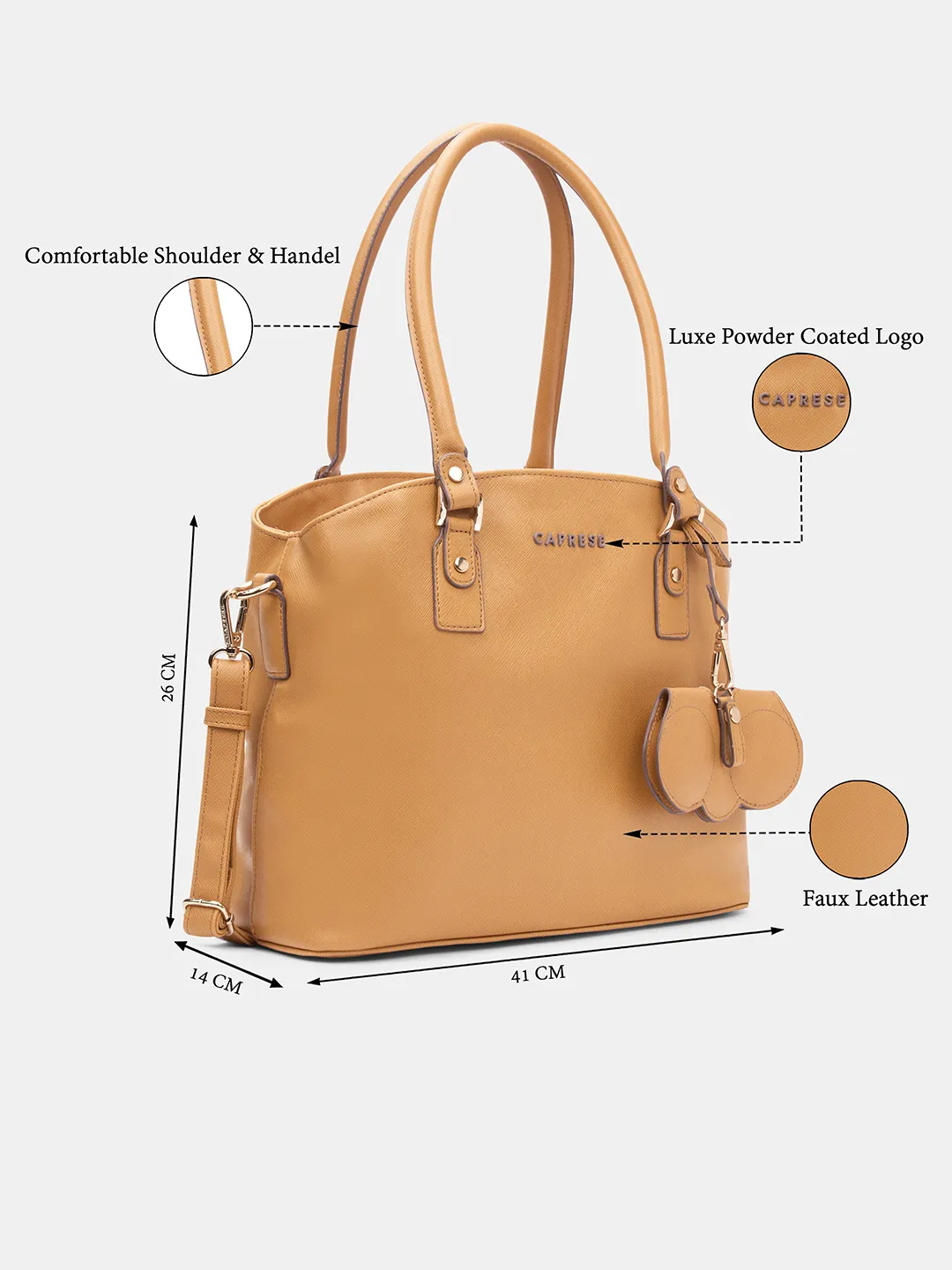 Caprese Lexi Medium Mustard Satchel Bag - Image 8