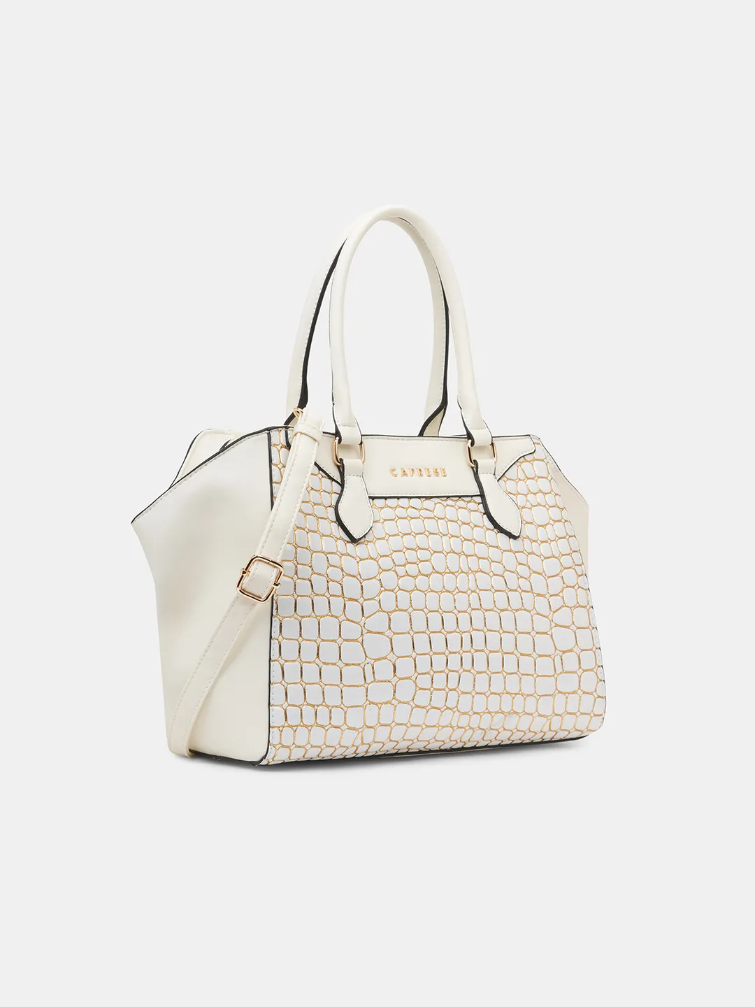 Caprese Lily Large White Gold Satchel Bag - Image 3