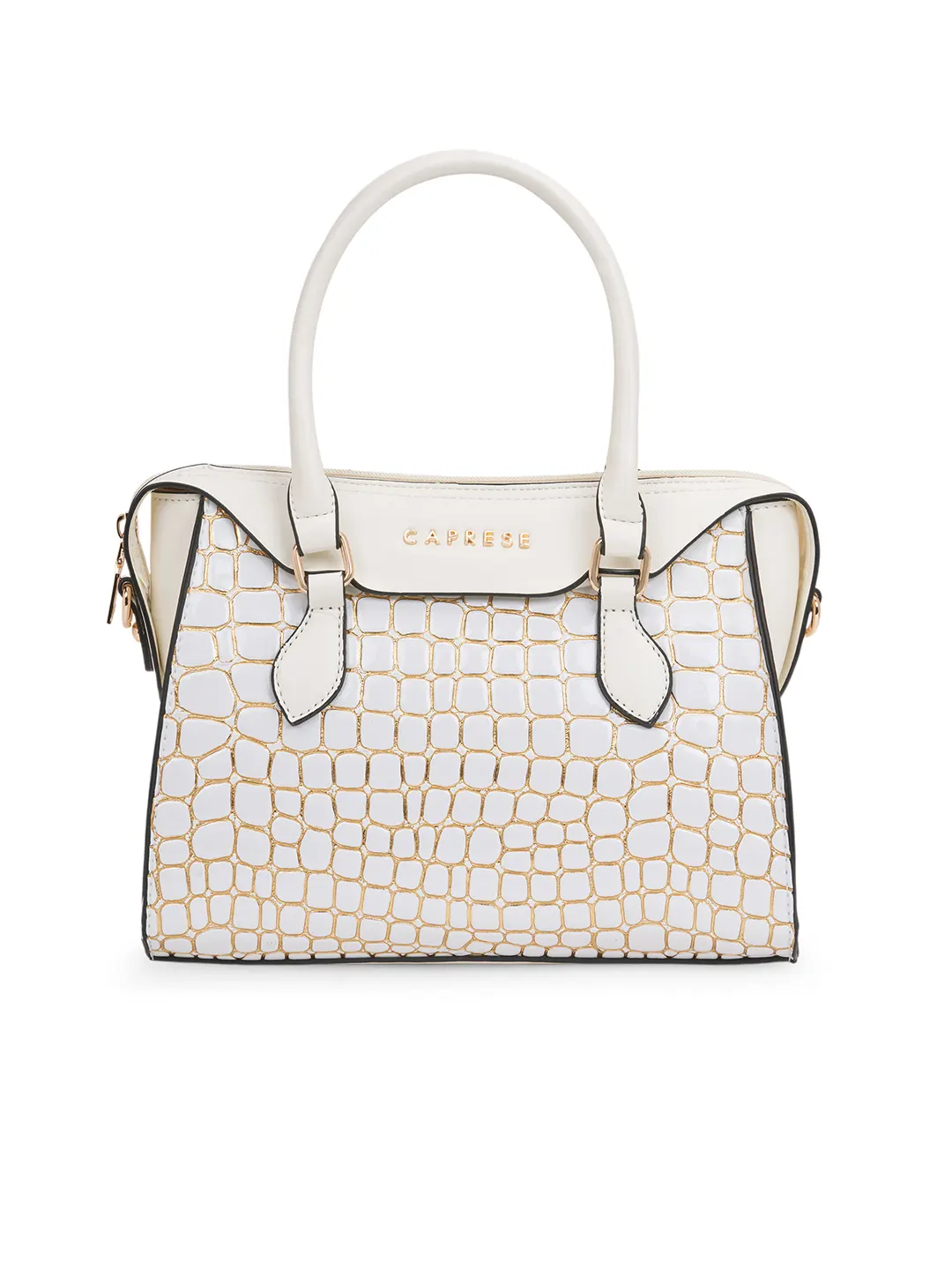 Caprese Lily Small White Gold Satchel Bag