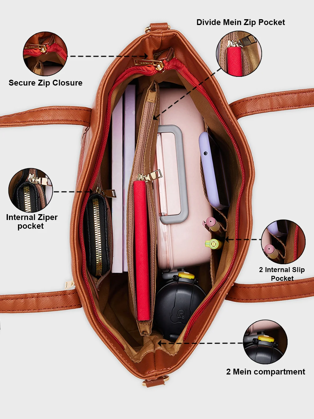 Caprese Lively Large Dusty Coral Satchel Bag - Image 6